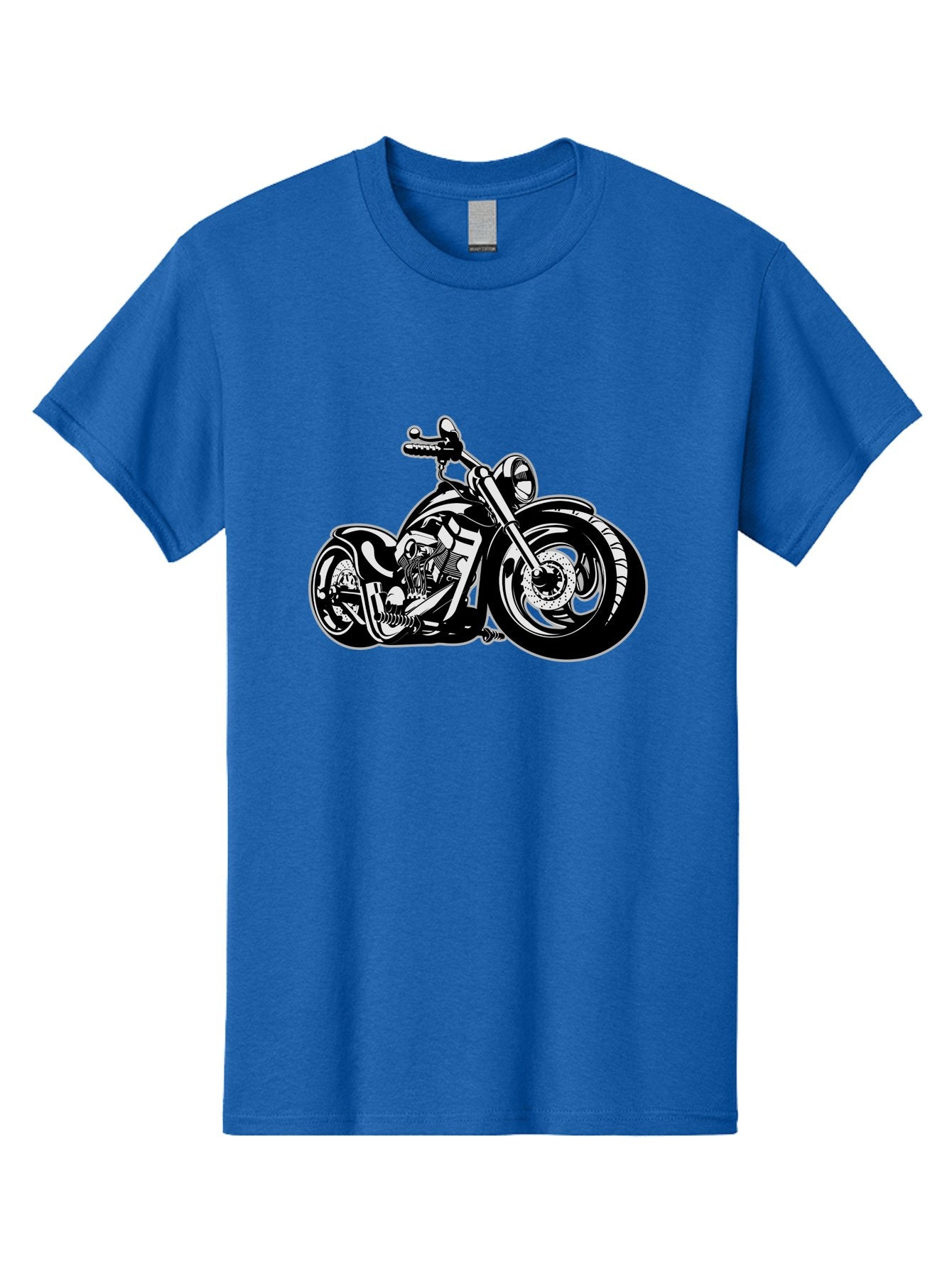 Chopper-Motorcycle Men'S Graphic Tee, 100% Cotton, Comfortable Casual Summer Wear, Machine Washable, Custom Motorcycle, Chopper Bike, Black And White Illustration, Biker Culture, Motorcycle Art, Custom Wheels, Chrome Exhaust, Motorbike Design Aab644