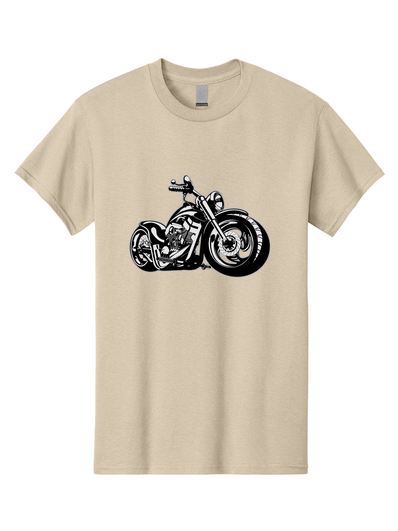 Chopper-Motorcycle Men'S Graphic Tee, 100% Cotton, Comfortable Casual Summer Wear, Machine Washable, Custom Motorcycle, Chopper Bike, Black And White Illustration, Biker Culture, Motorcycle Art, Custom Wheels, Chrome Exhaust, Motorbike Design Aab644 11