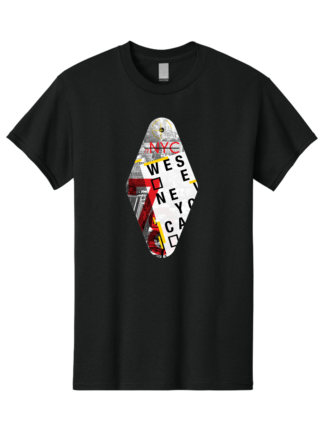 Nyc-West-New-York Men'S Graphic Tee, 100% Cotton, Comfortable Casual Summer Wear, Machine Washable, New York City, Cityscape, Urban Landscape, Abstract Art, Collage, Typography, Modern Design, City Views, Nyc Landmarks, Wesee Concept Aab646 17