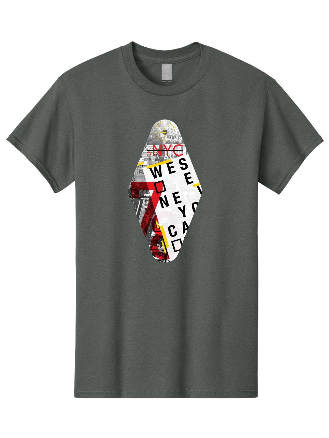 Nyc-West-New-York Men'S Graphic Tee, 100% Cotton, Comfortable Casual Summer Wear, Machine Washable, New York City, Cityscape, Urban Landscape, Abstract Art, Collage, Typography, Modern Design, City Views, Nyc Landmarks, Wesee Concept Aab646 4