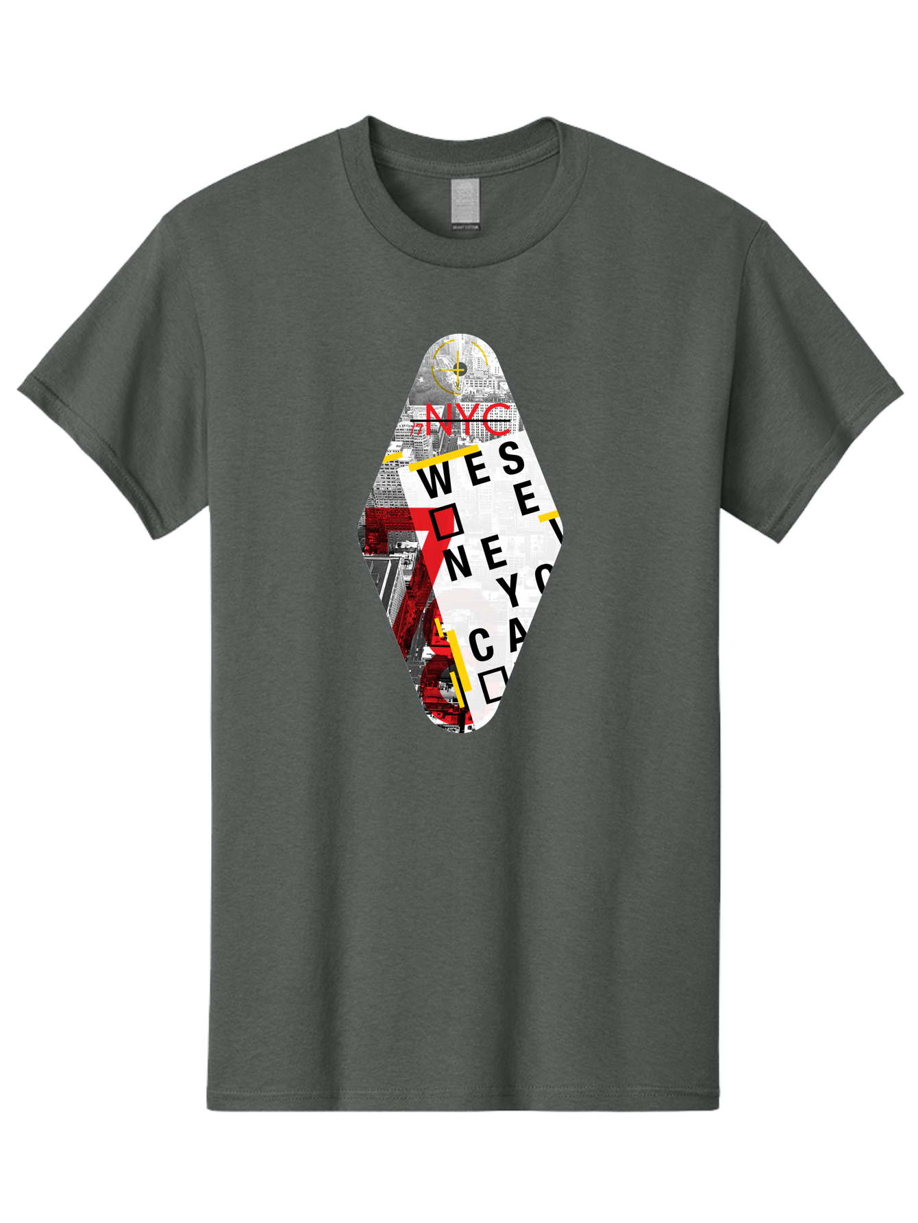 Nyc-West-New-York Men'S Graphic Tee, 100% Cotton, Comfortable Casual Summer Wear, Machine Washable, New York City, Cityscape, Urban Landscape, Abstract Art, Collage, Typography, Modern Design, City Views, Nyc Landmarks, Wesee Concept Aab646 23