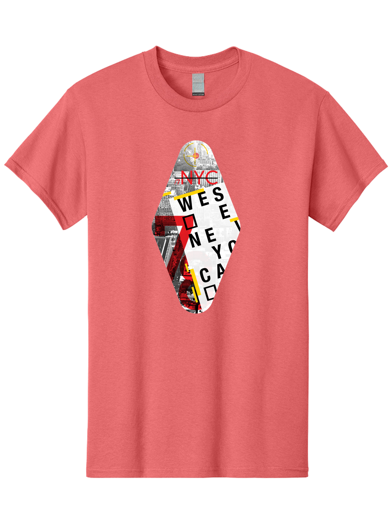 Nyc-West-New-York Men'S Graphic Tee, 100% Cotton, Comfortable Casual Summer Wear, Machine Washable, New York City, Cityscape, Urban Landscape, Abstract Art, Collage, Typography, Modern Design, City Views, Nyc Landmarks, Wesee Concept Aab646 13