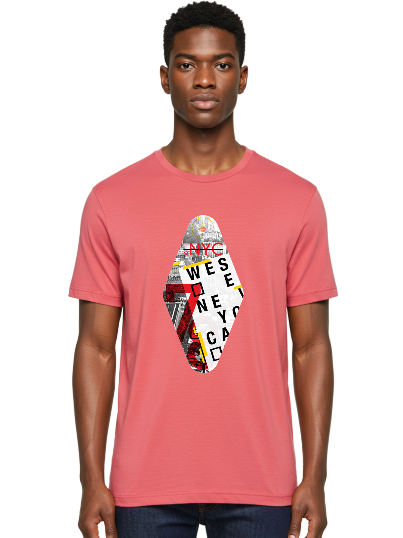 Nyc-West-New-York Men'S Graphic Tee, 100% Cotton, Comfortable Casual Summer Wear, Machine Washable, New York City, Cityscape, Urban Landscape, Abstract Art, Collage, Typography, Modern Design, City Views, Nyc Landmarks, Wesee Concept Aab646 14