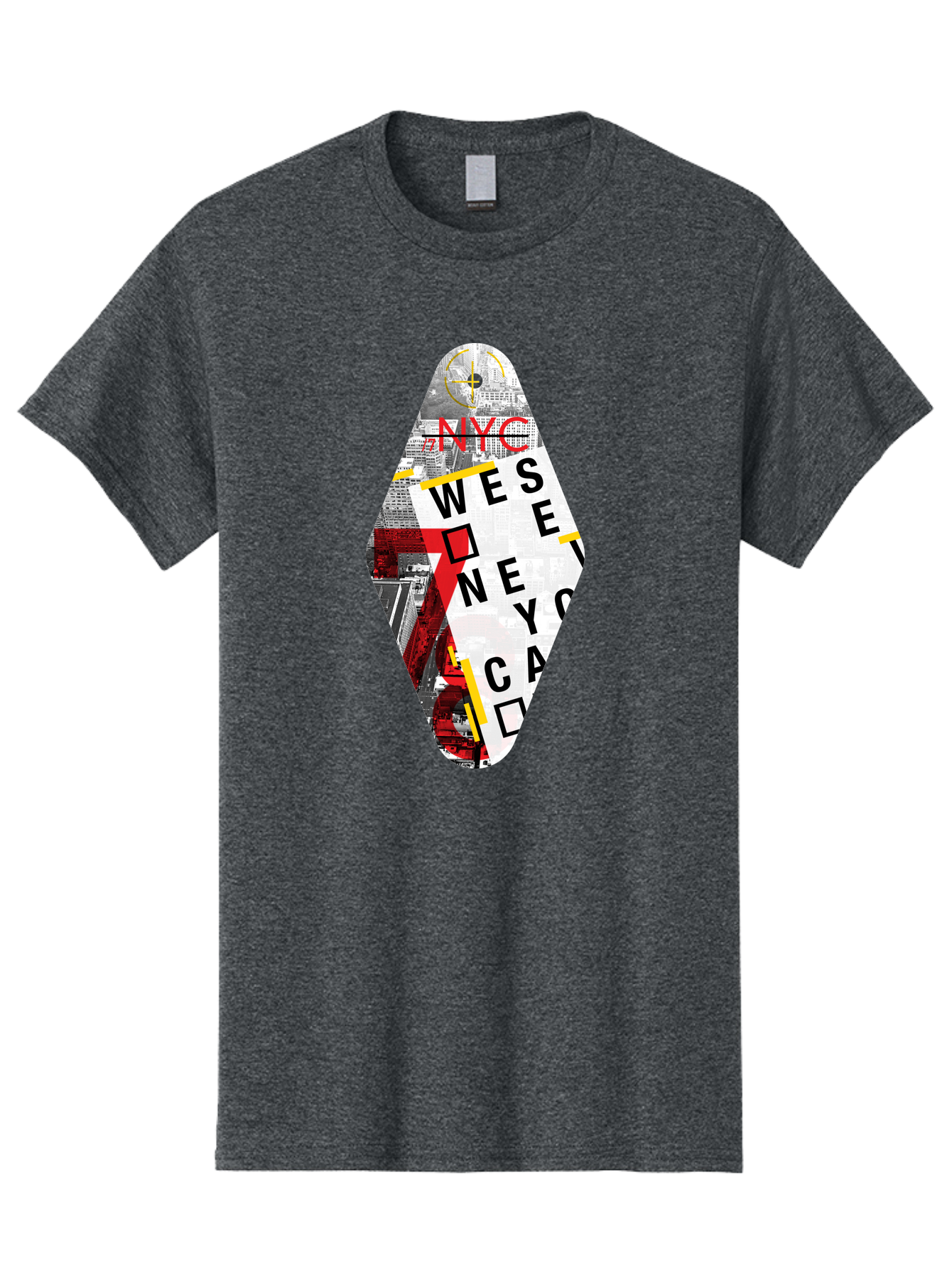 Nyc-West-New-York Men'S Graphic Tee, 100% Cotton, Comfortable Casual Summer Wear, Machine Washable, New York City, Cityscape, Urban Landscape, Abstract Art, Collage, Typography, Modern Design, City Views, Nyc Landmarks, Wesee Concept Aab646