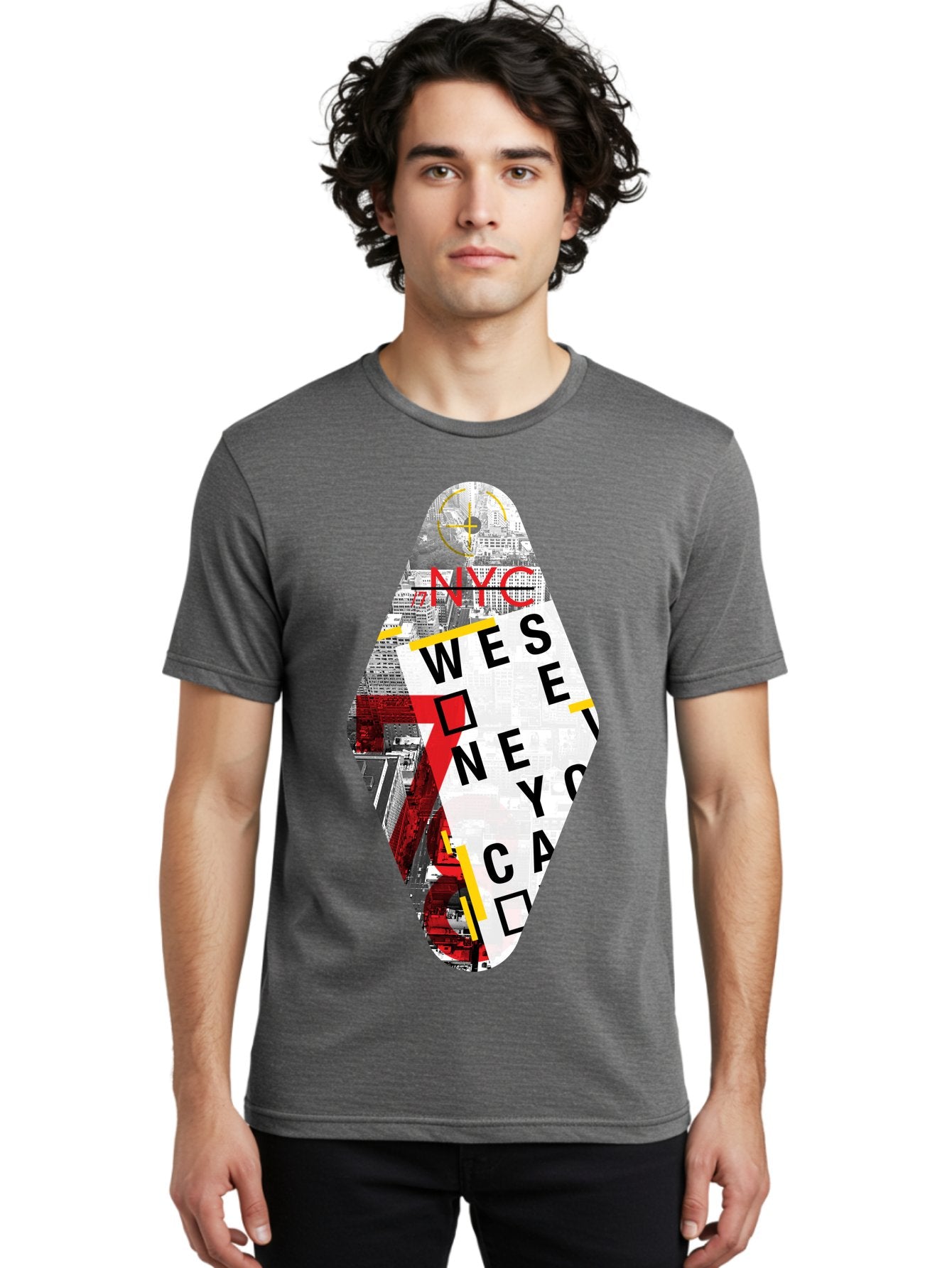 Nyc-West-New-York Men'S Graphic Tee, 100% Cotton, Comfortable Casual Summer Wear, Machine Washable, New York City, Cityscape, Urban Landscape, Abstract Art, Collage, Typography, Modern Design, City Views, Nyc Landmarks, Wesee Concept Aab646 26