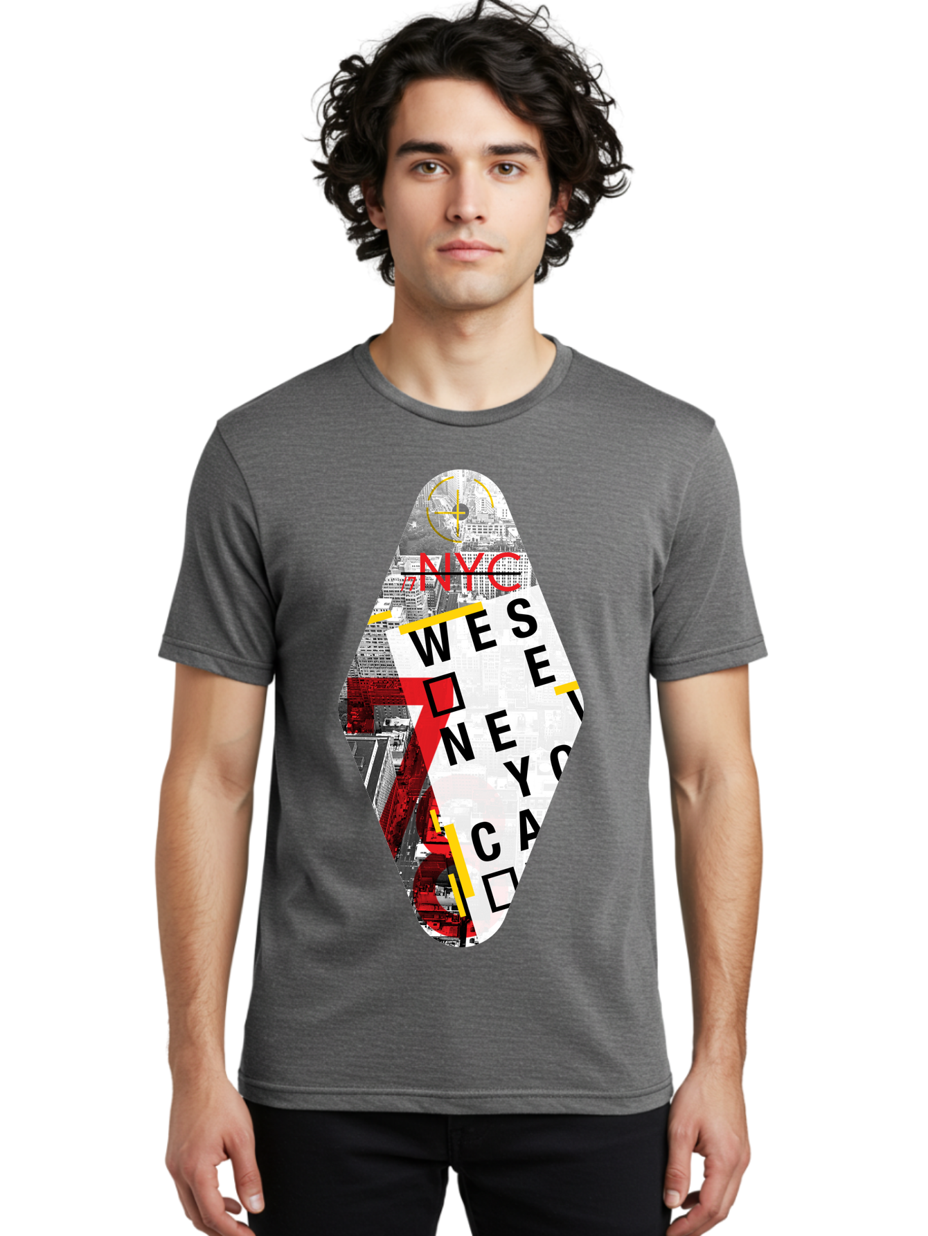 Nyc-West-New-York Men'S Graphic Tee, 100% Cotton, Comfortable Casual Summer Wear, Machine Washable, New York City, Cityscape, Urban Landscape, Abstract Art, Collage, Typography, Modern Design, City Views, Nyc Landmarks, Wesee Concept Aab646 10