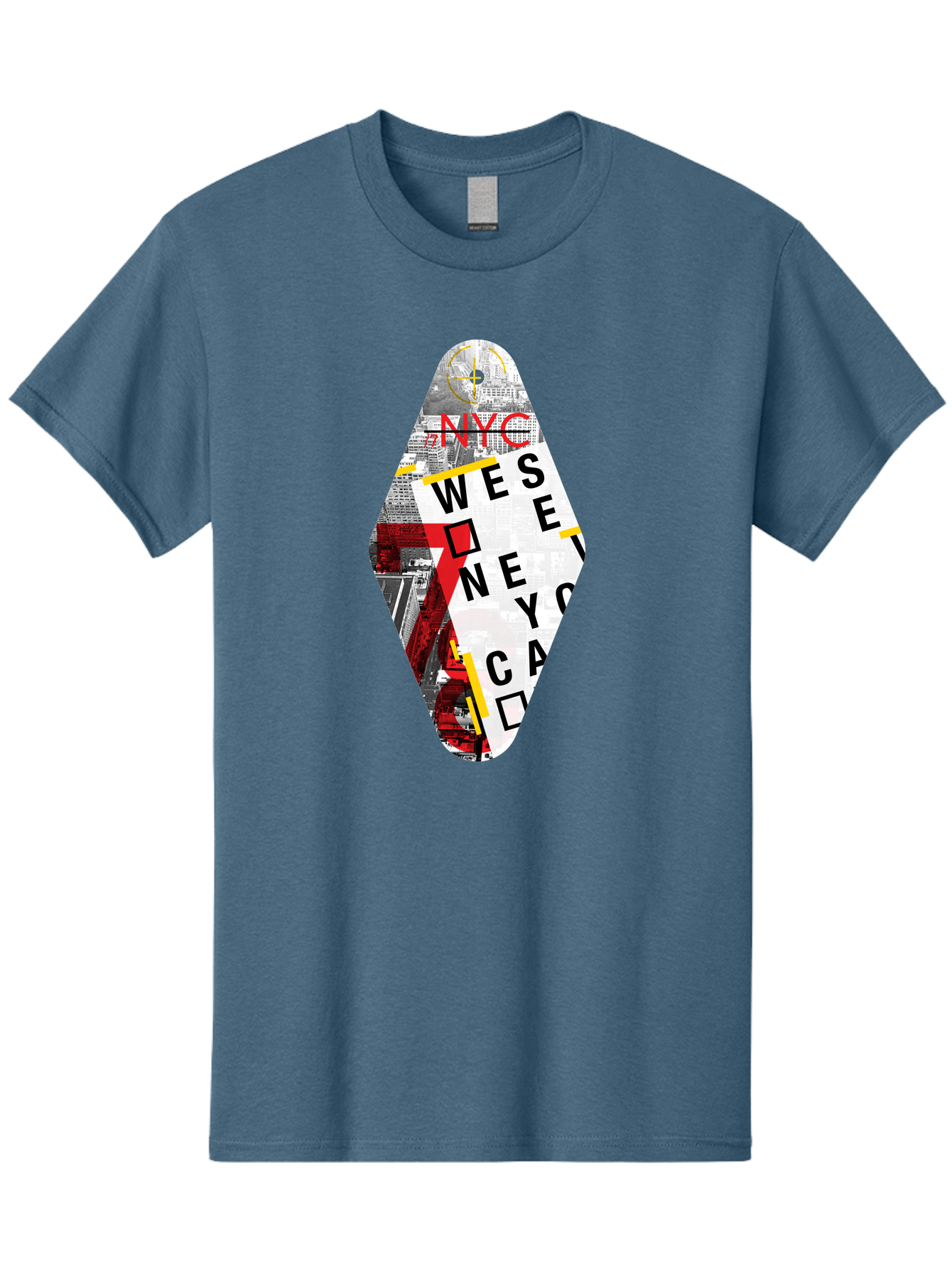 Nyc-West-New-York Men'S Graphic Tee, 100% Cotton, Comfortable Casual Summer Wear, Machine Washable, New York City, Cityscape, Urban Landscape, Abstract Art, Collage, Typography, Modern Design, City Views, Nyc Landmarks, Wesee Concept Aab646 27