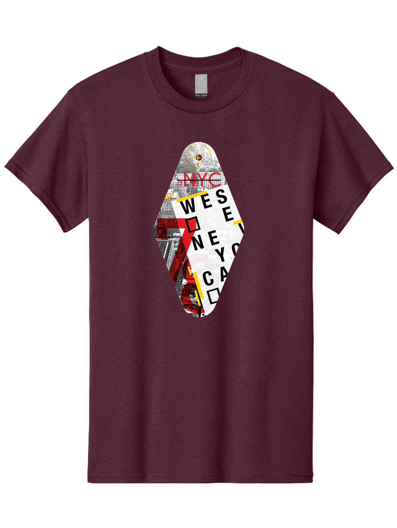 Nyc-West-New-York Men'S Graphic Tee, 100% Cotton, Comfortable Casual Summer Wear, Machine Washable, New York City, Cityscape, Urban Landscape, Abstract Art, Collage, Typography, Modern Design, City Views, Nyc Landmarks, Wesee Concept Aab646 5