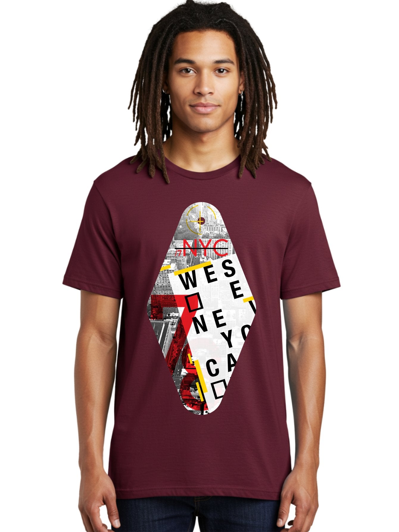 Nyc-West-New-York Men'S Graphic Tee, 100% Cotton, Comfortable Casual Summer Wear, Machine Washable, New York City, Cityscape, Urban Landscape, Abstract Art, Collage, Typography, Modern Design, City Views, Nyc Landmarks, Wesee Concept Aab646 28