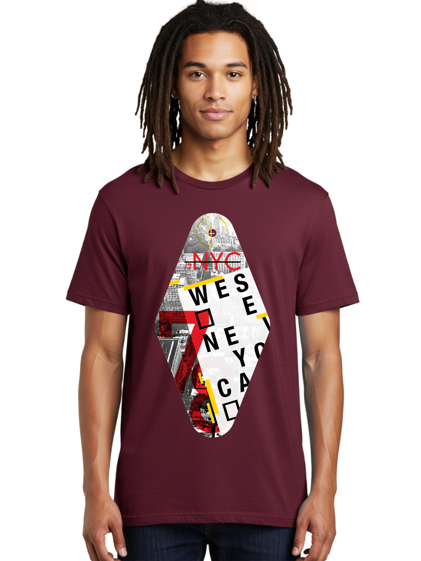 Nyc-West-New-York Men'S Graphic Tee, 100% Cotton, Comfortable Casual Summer Wear, Machine Washable, New York City, Cityscape, Urban Landscape, Abstract Art, Collage, Typography, Modern Design, City Views, Nyc Landmarks, Wesee Concept Aab646 6