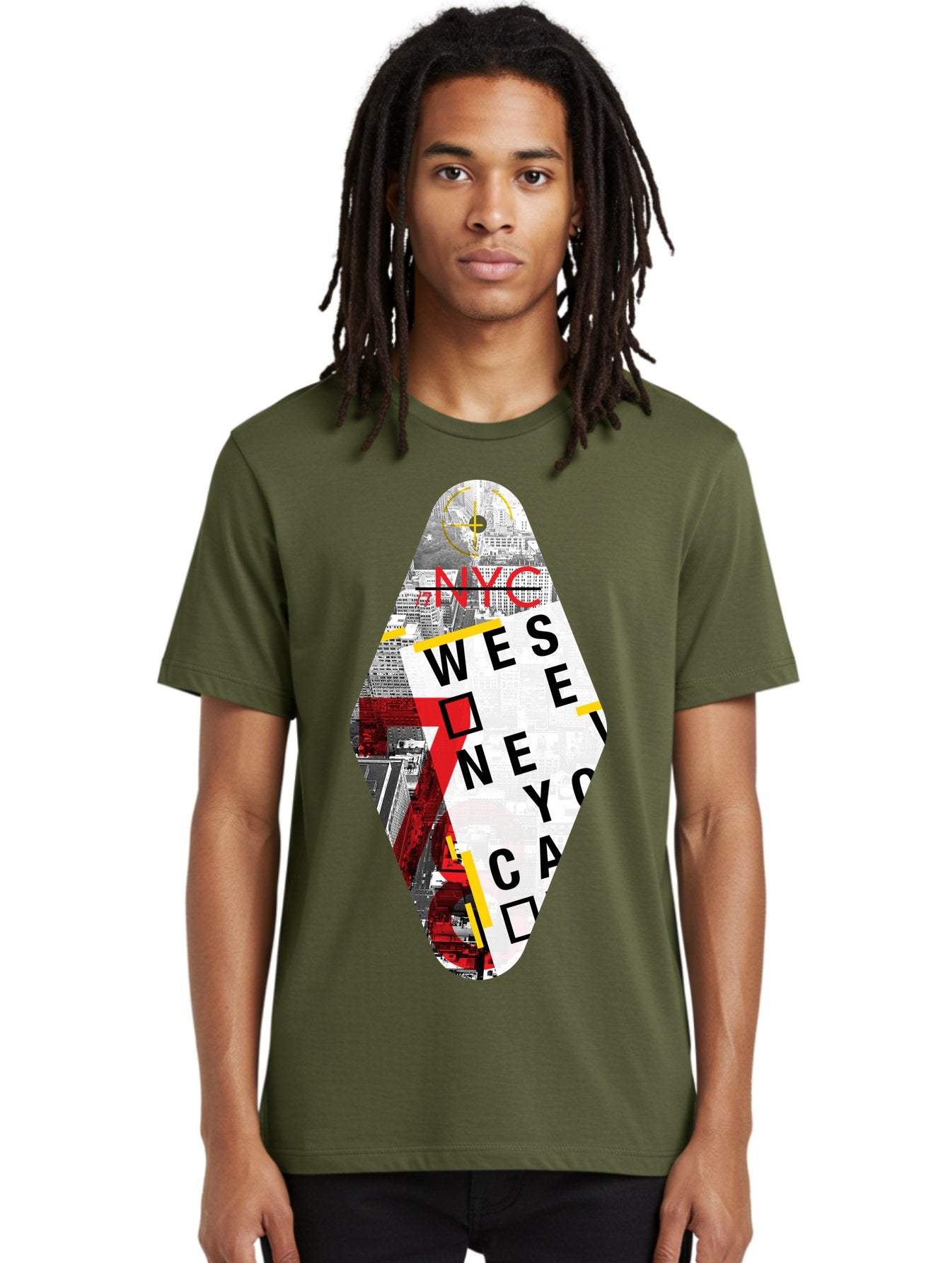 Nyc-West-New-York Men'S Graphic Tee, 100% Cotton, Comfortable Casual Summer Wear, Machine Washable, New York City, Cityscape, Urban Landscape, Abstract Art, Collage, Typography, Modern Design, City Views, Nyc Landmarks, Wesee Concept Aab646 16