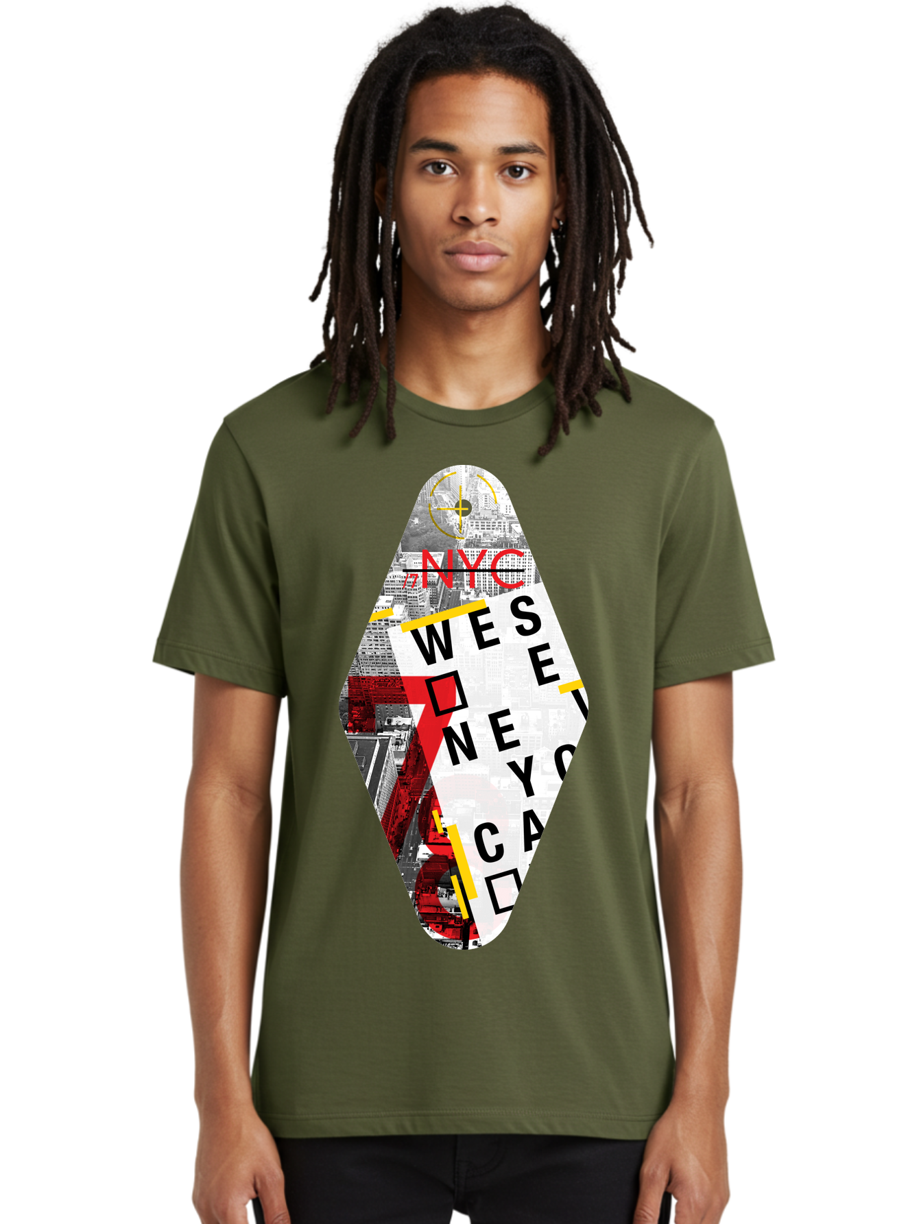 Nyc-West-New-York Men'S Graphic Tee, 100% Cotton, Comfortable Casual Summer Wear, Machine Washable, New York City, Cityscape, Urban Landscape, Abstract Art, Collage, Typography, Modern Design, City Views, Nyc Landmarks, Wesee Concept Aab646 26