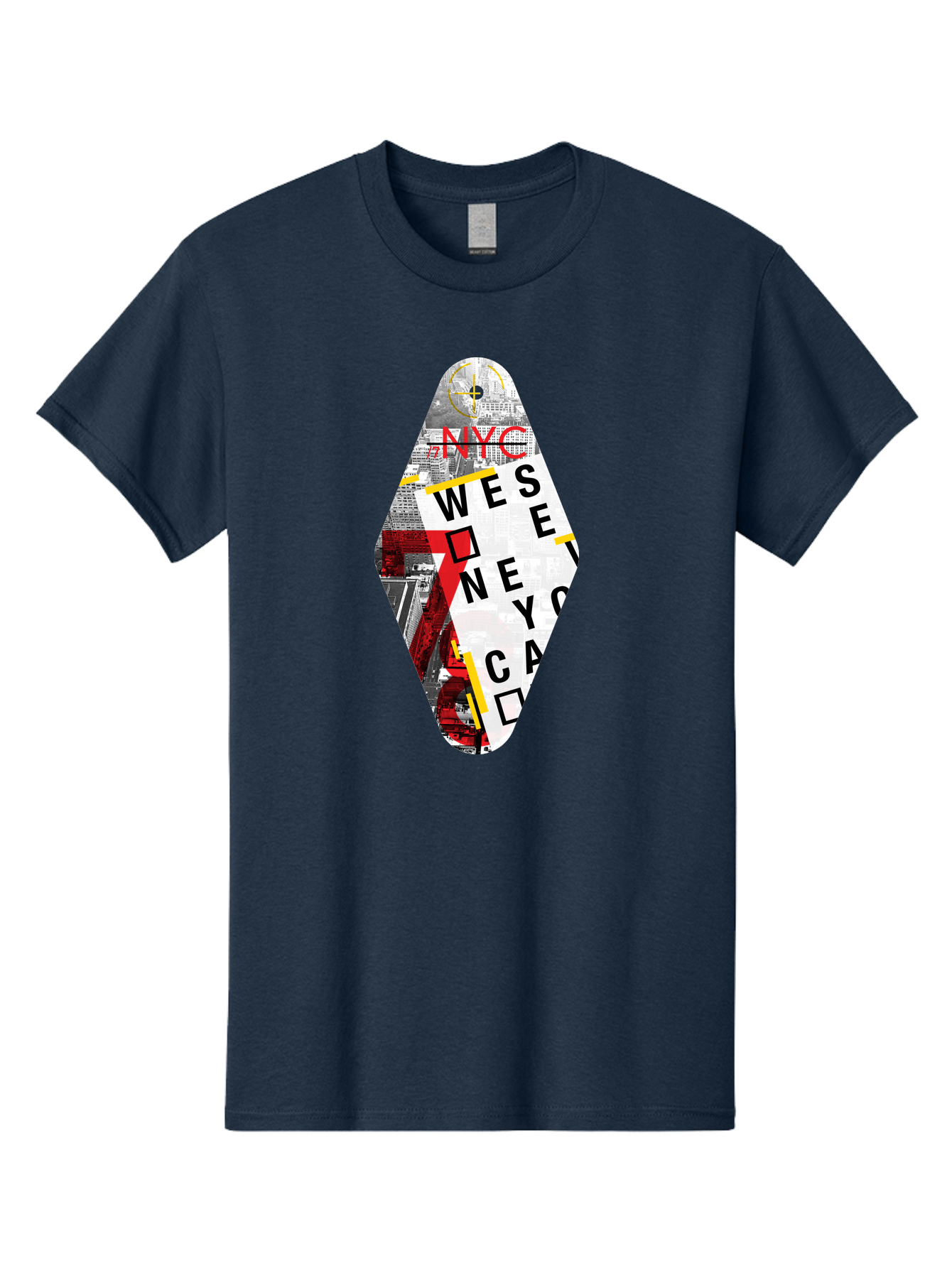 Nyc-West-New-York Men'S Graphic Tee, 100% Cotton, Comfortable Casual Summer Wear, Machine Washable, New York City, Cityscape, Urban Landscape, Abstract Art, Collage, Typography, Modern Design, City Views, Nyc Landmarks, Wesee Concept Aab646 21