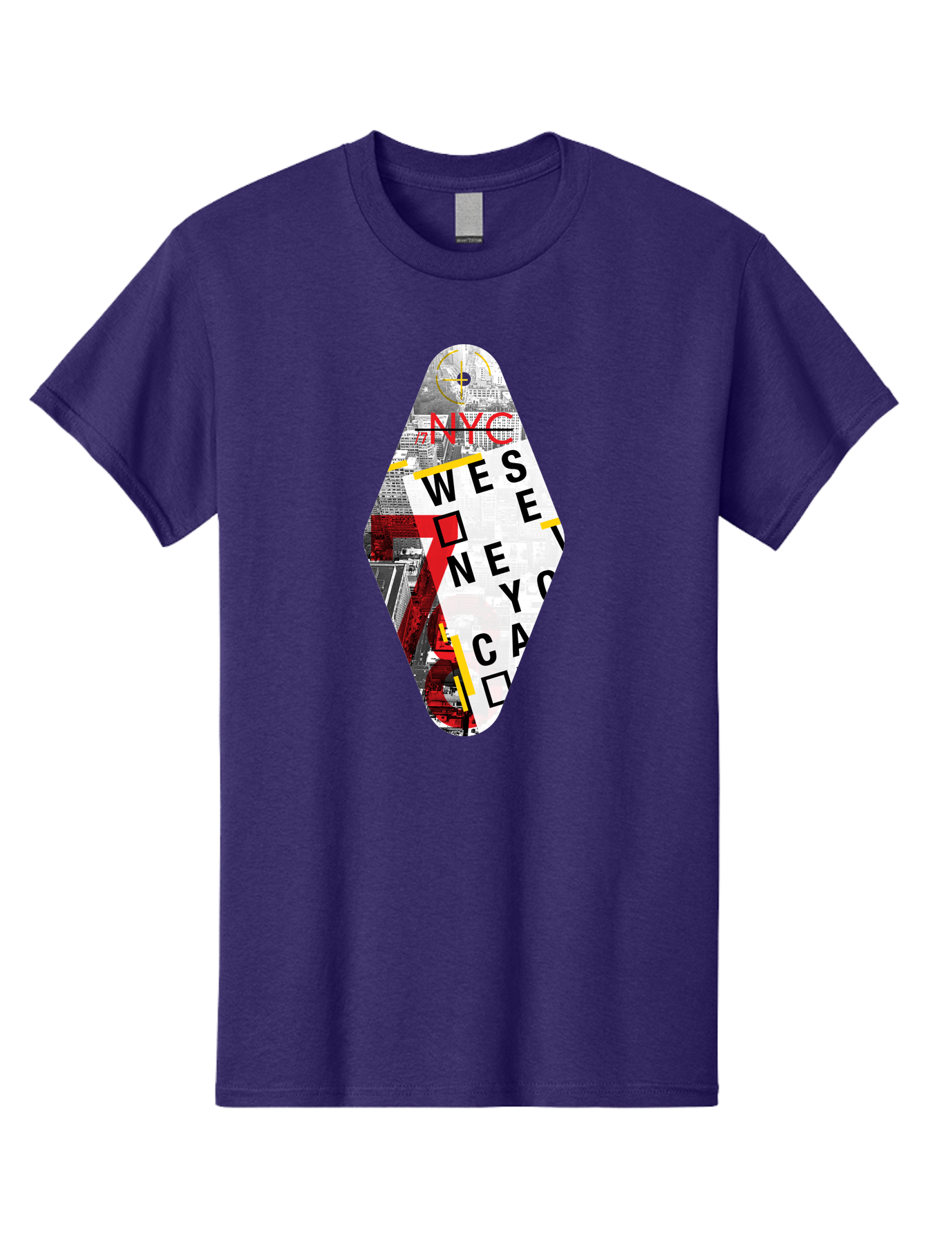Nyc-West-New-York Men'S Graphic Tee, 100% Cotton, Comfortable Casual Summer Wear, Machine Washable, New York City, Cityscape, Urban Landscape, Abstract Art, Collage, Typography, Modern Design, City Views, Nyc Landmarks, Wesee Concept Aab646 3