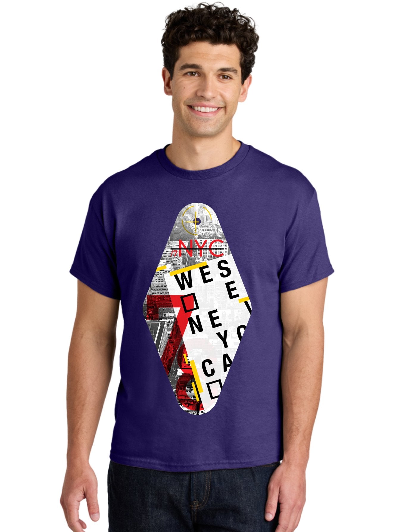 Nyc-West-New-York Men'S Graphic Tee, 100% Cotton, Comfortable Casual Summer Wear, Machine Washable, New York City, Cityscape, Urban Landscape, Abstract Art, Collage, Typography, Modern Design, City Views, Nyc Landmarks, Wesee Concept Aab646 29