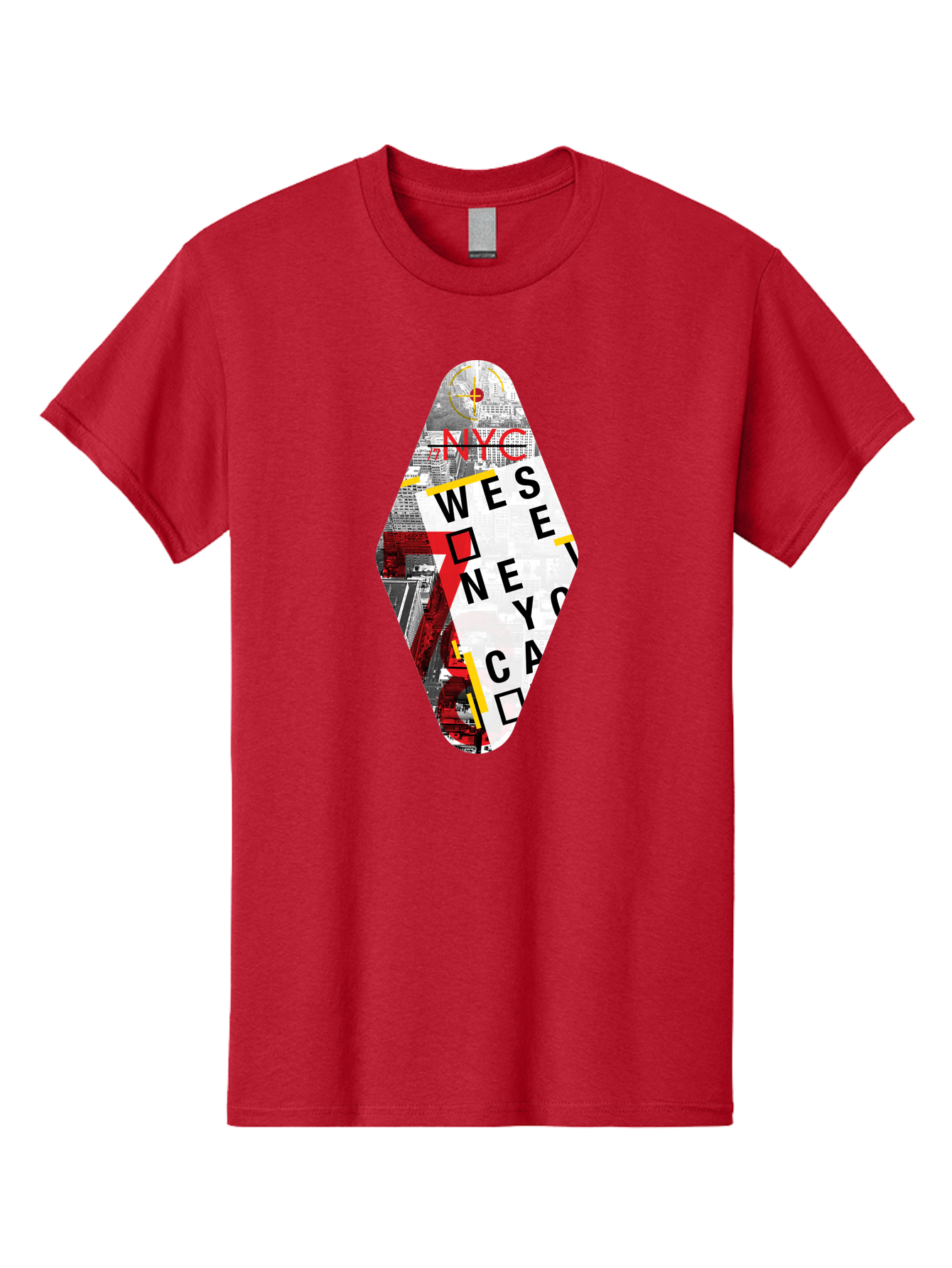 Nyc-West-New-York Men'S Graphic Tee, 100% Cotton, Comfortable Casual Summer Wear, Machine Washable, New York City, Cityscape, Urban Landscape, Abstract Art, Collage, Typography, Modern Design, City Views, Nyc Landmarks, Wesee Concept Aab646 19