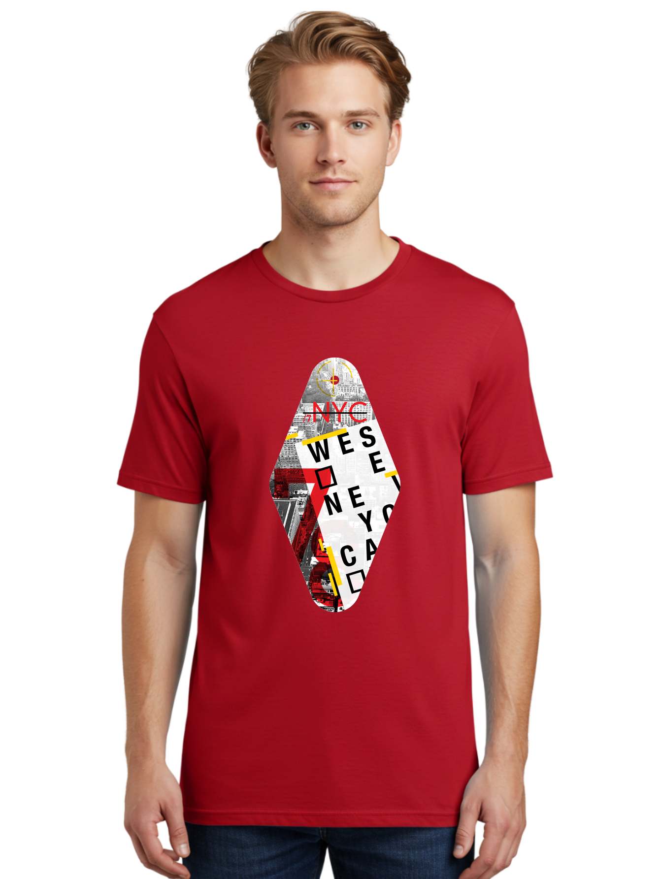 Nyc-West-New-York Men'S Graphic Tee, 100% Cotton, Comfortable Casual Summer Wear, Machine Washable, New York City, Cityscape, Urban Landscape, Abstract Art, Collage, Typography, Modern Design, City Views, Nyc Landmarks, Wesee Concept Aab646 20
