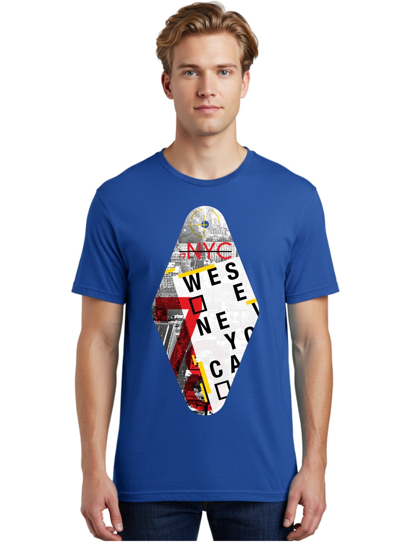 Nyc-West-New-York Men'S Graphic Tee, 100% Cotton, Comfortable Casual Summer Wear, Machine Washable, New York City, Cityscape, Urban Landscape, Abstract Art, Collage, Typography, Modern Design, City Views, Nyc Landmarks, Wesee Concept Aab646 20