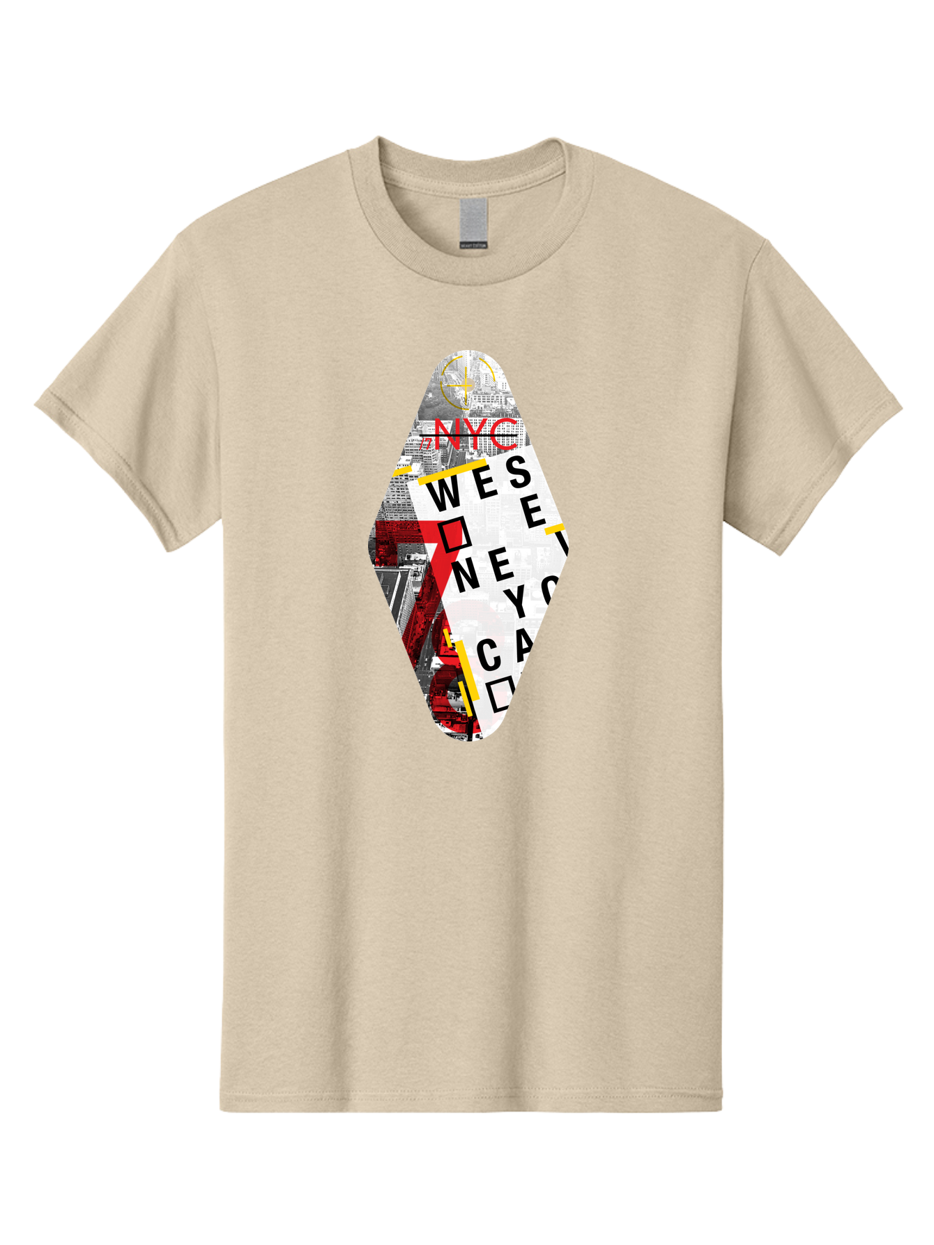 Nyc-West-New-York Men'S Graphic Tee, 100% Cotton, Comfortable Casual Summer Wear, Machine Washable, New York City, Cityscape, Urban Landscape, Abstract Art, Collage, Typography, Modern Design, City Views, Nyc Landmarks, Wesee Concept Aab646 15