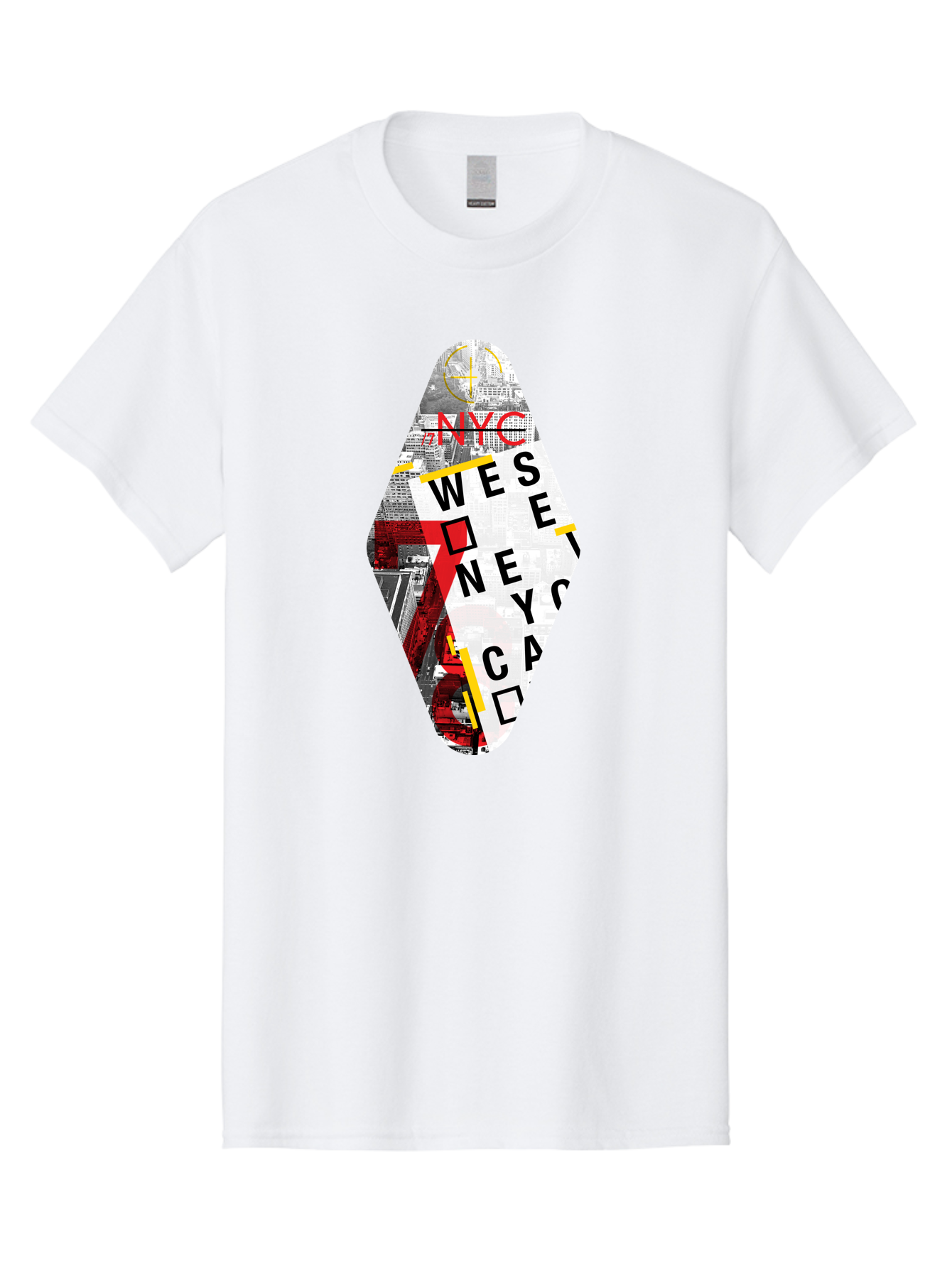 Nyc-West-New-York Men'S Graphic Tee, 100% Cotton, Comfortable Casual Summer Wear, Machine Washable, New York City, Cityscape, Urban Landscape, Abstract Art, Collage, Typography, Modern Design, City Views, Nyc Landmarks, Wesee Concept Aab646 7