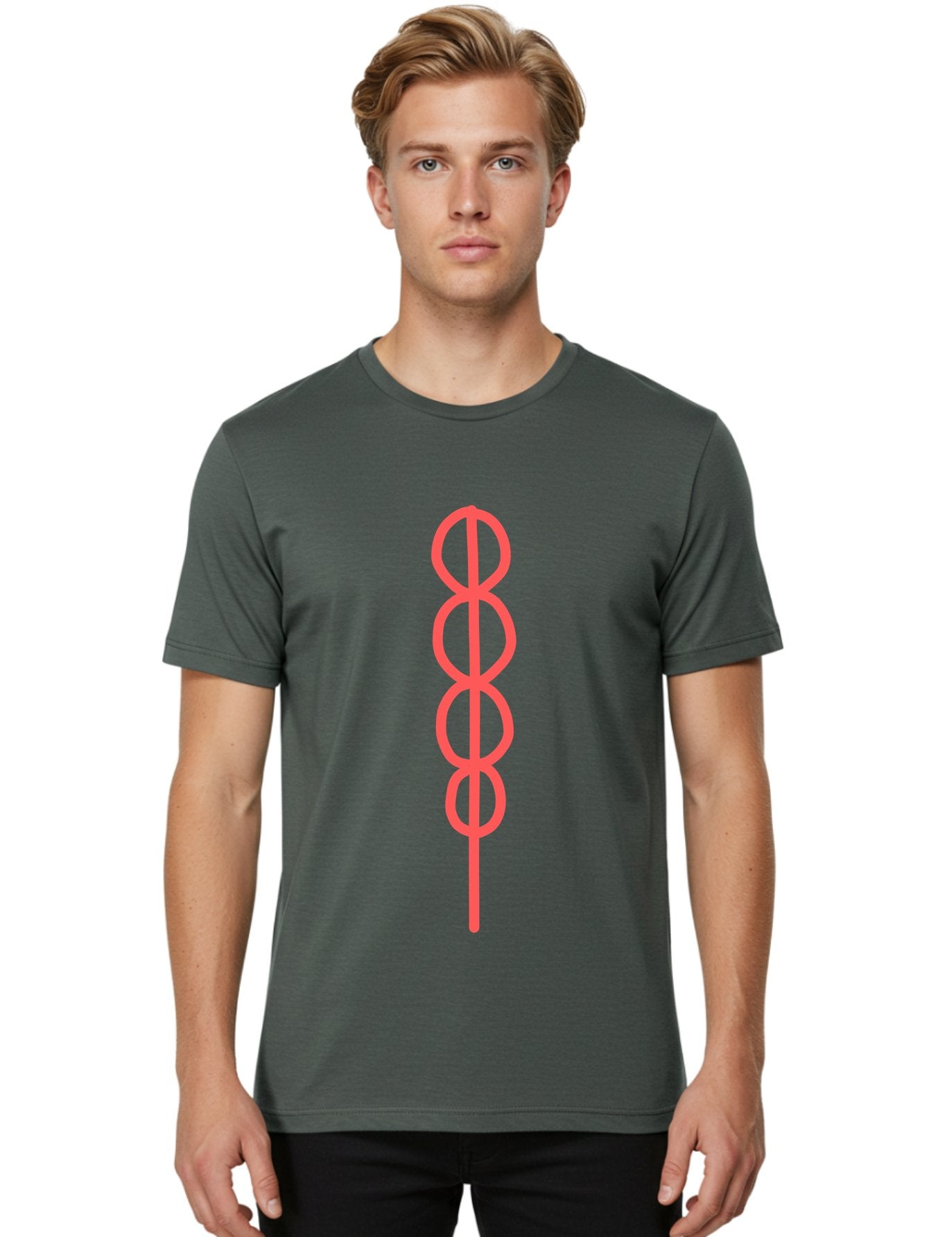 8-Symbol Men'S Graphic Tee, 100% Cotton, Comfortable Casual Summer Wear, Machine Washable, Interconnected Loops, Infinite Symbol, Abstract Art, Minimalist Design, Pink Outline, Symbolic Representation, Eternity, Endless Loop, Geometric Shape Aab647 29