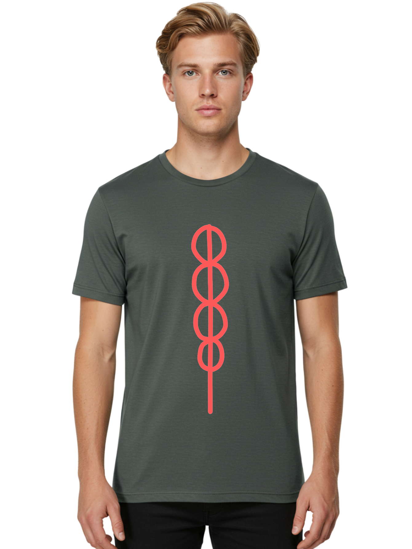 8-Symbol Men'S Graphic Tee, 100% Cotton, Comfortable Casual Summer Wear, Machine Washable, Interconnected Loops, Infinite Symbol, Abstract Art, Minimalist Design, Pink Outline, Symbolic Representation, Eternity, Endless Loop, Geometric Shape Aab647 4