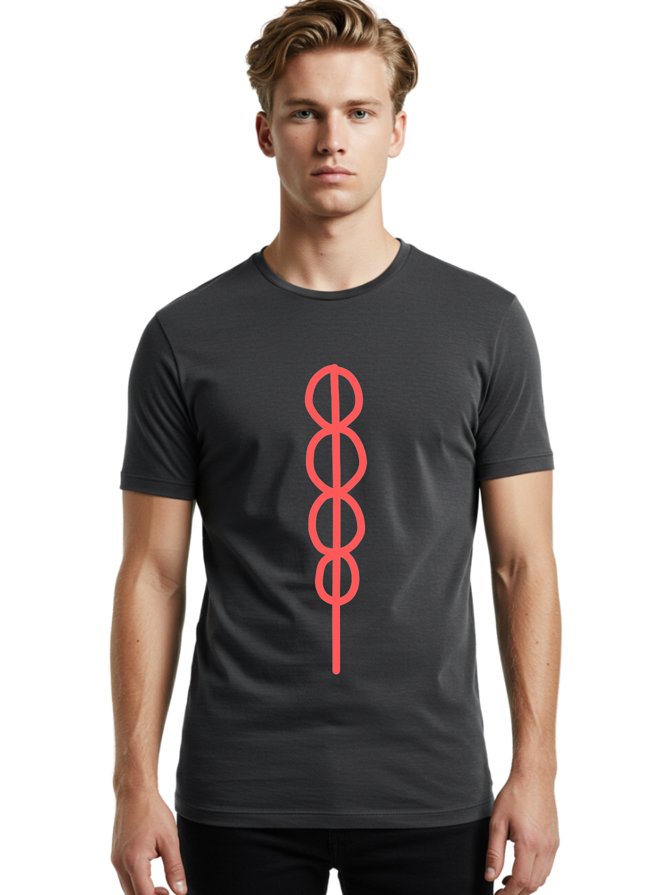 8-Symbol Men'S Graphic Tee, 100% Cotton, Comfortable Casual Summer Wear, Machine Washable, Interconnected Loops, Infinite Symbol, Abstract Art, Minimalist Design, Pink Outline, Symbolic Representation, Eternity, Endless Loop, Geometric Shape Aab647 22