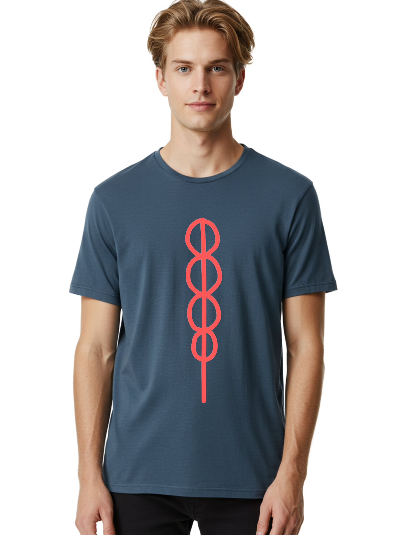 8-Symbol Men'S Graphic Tee, 100% Cotton, Comfortable Casual Summer Wear, Machine Washable, Interconnected Loops, Infinite Symbol, Abstract Art, Minimalist Design, Pink Outline, Symbolic Representation, Eternity, Endless Loop, Geometric Shape Aab647 8