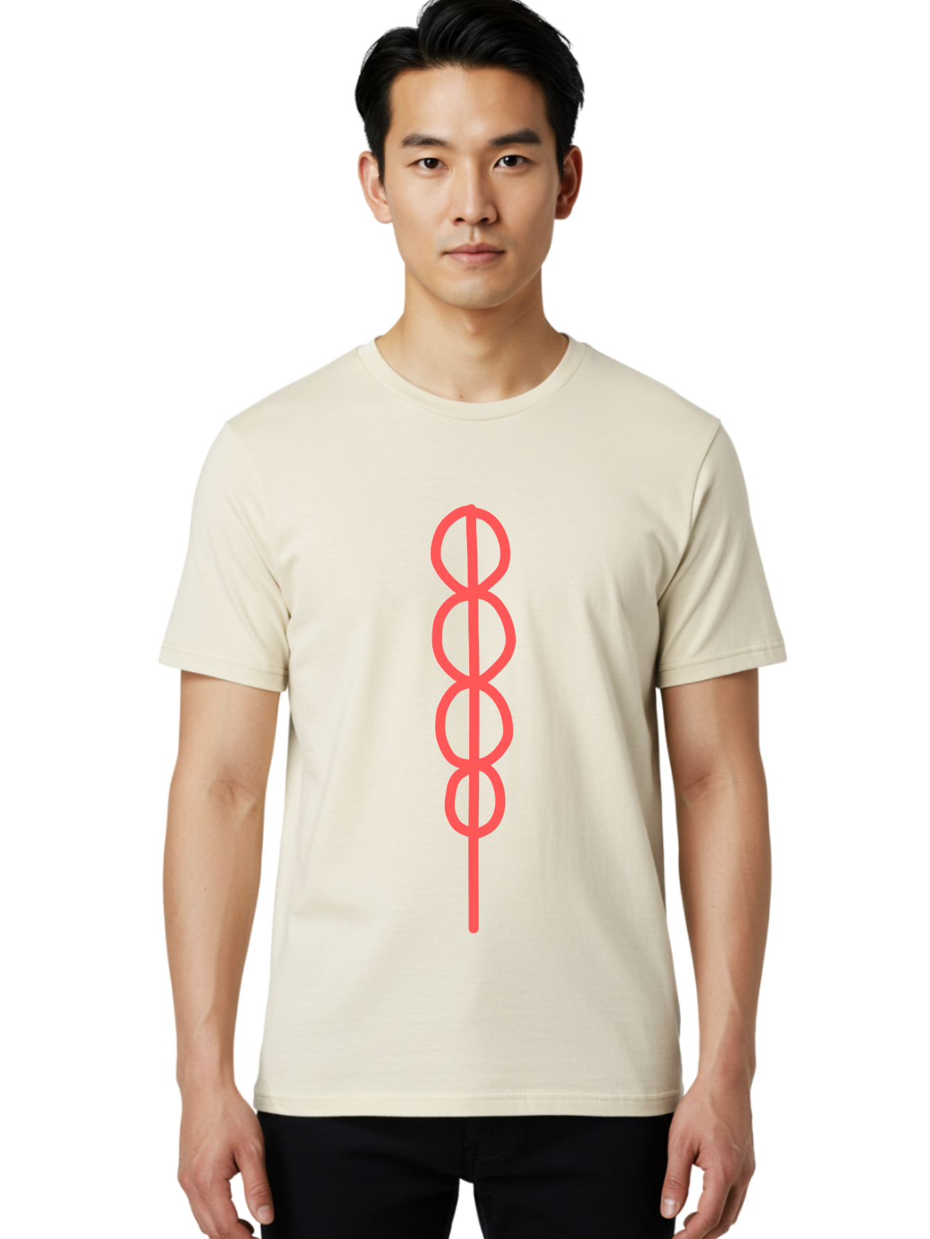 8-Symbol Men'S Graphic Tee, 100% Cotton, Comfortable Casual Summer Wear, Machine Washable, Interconnected Loops, Infinite Symbol, Abstract Art, Minimalist Design, Pink Outline, Symbolic Representation, Eternity, Endless Loop, Geometric Shape Aab647 26