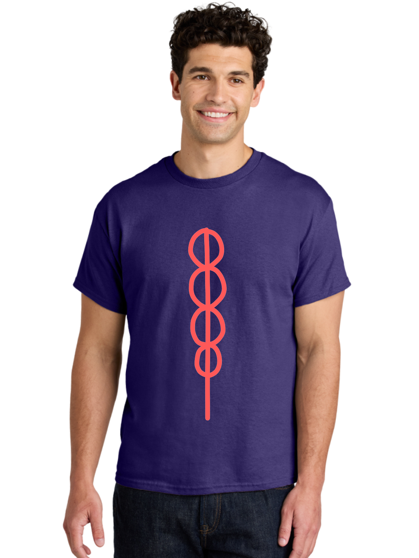 8-Symbol Men'S Graphic Tee, 100% Cotton, Comfortable Casual Summer Wear, Machine Washable, Interconnected Loops, Infinite Symbol, Abstract Art, Minimalist Design, Pink Outline, Symbolic Representation, Eternity, Endless Loop, Geometric Shape Aab647