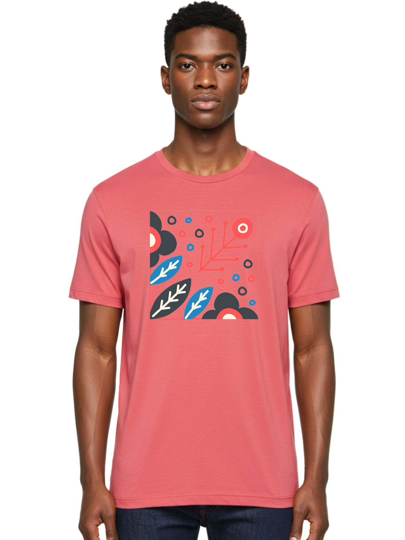 Abstract-Floral-Pattern-1 Men'S Graphic Tee, 100% Cotton, Comfortable Casual Summer Wear, Machine Washable, Abstract Floral Pattern, Colorful Flowers, Modern Botanical Art, Vibrant Graphics, Playful Design, Creative Illustration, Aab650 10