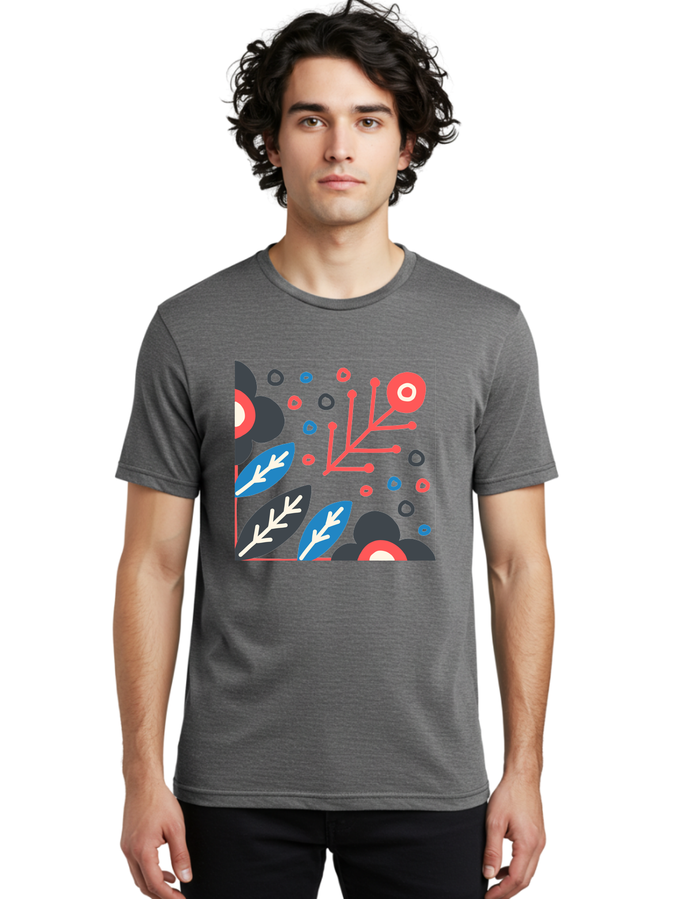 Abstract-Floral-Pattern-1 Men'S Graphic Tee, 100% Cotton, Comfortable Casual Summer Wear, Machine Washable, Abstract Floral Pattern, Colorful Flowers, Modern Botanical Art, Vibrant Graphics, Playful Design, Creative Illustration, Aab650 28