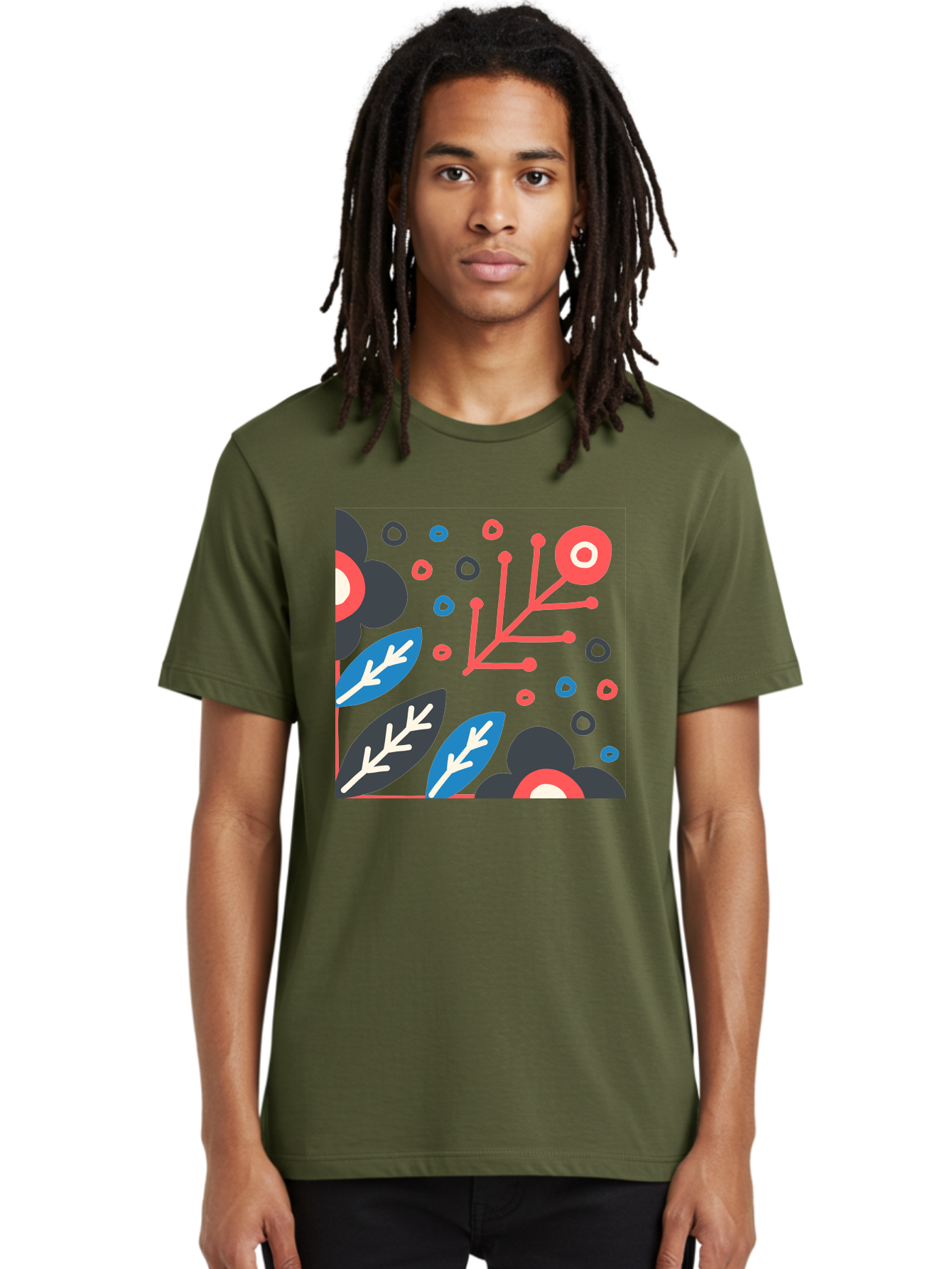 Abstract-Floral-Pattern-1 Men'S Graphic Tee, 100% Cotton, Comfortable Casual Summer Wear, Machine Washable, Abstract Floral Pattern, Colorful Flowers, Modern Botanical Art, Vibrant Graphics, Playful Design, Creative Illustration, Aab650 12