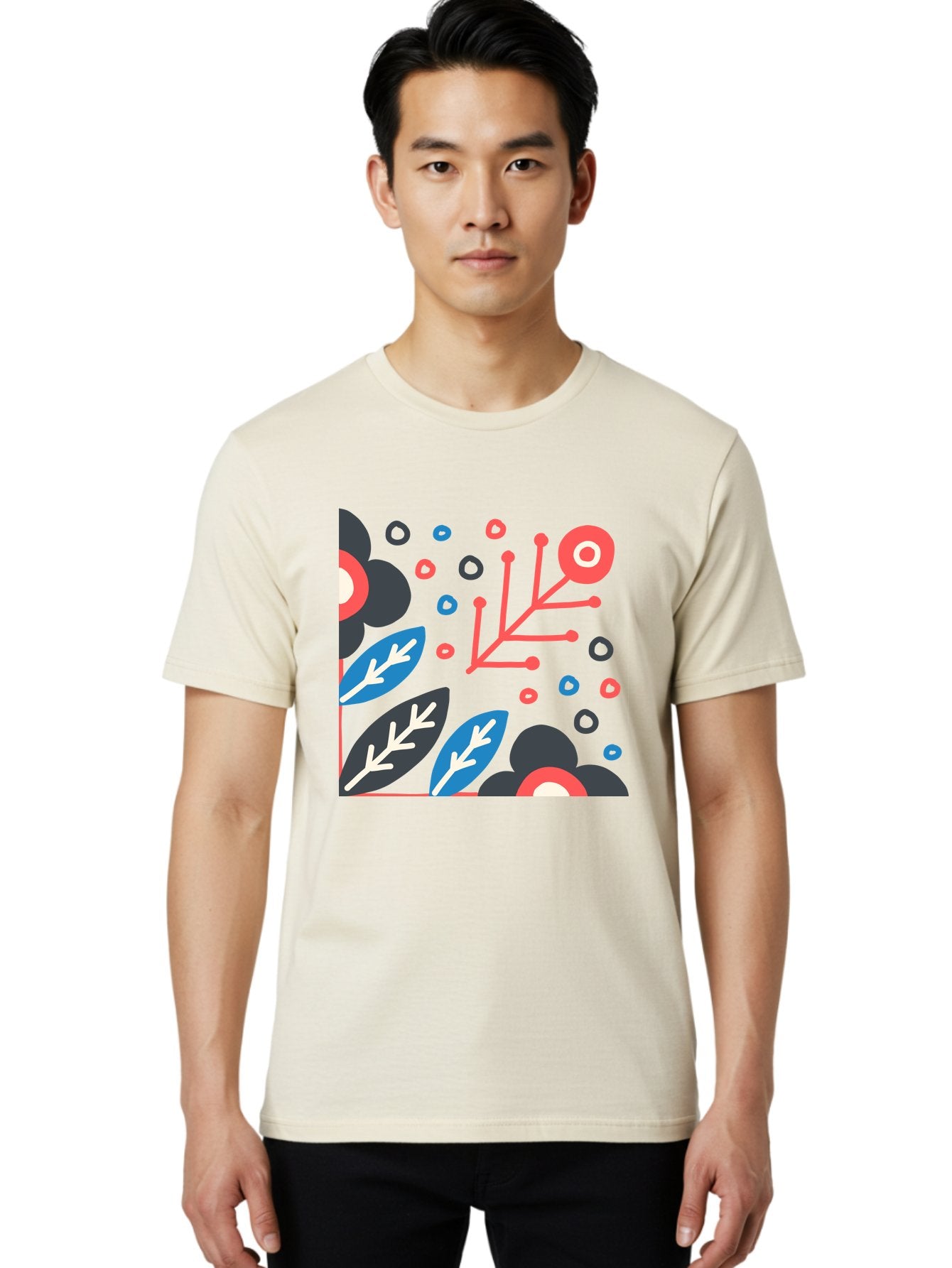 Abstract-Floral-Pattern-1 Men'S Graphic Tee, 100% Cotton, Comfortable Casual Summer Wear, Machine Washable, Abstract Floral Pattern, Colorful Flowers, Modern Botanical Art, Vibrant Graphics, Playful Design, Creative Illustration, Aab650 24