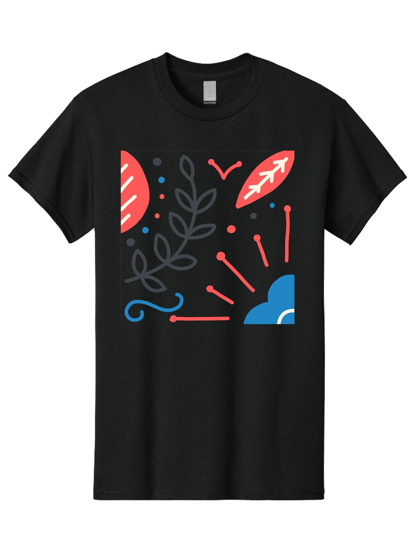 Abstract-Floral-Pattern-2 Men'S Graphic Tee, 100% Cotton, Comfortable Casual Summer Wear, Machine Washable, Memphis Pattern, Abstract Design, Colorful Shapes, Playful Art, Trendy Graphics, Modern Illustration, Vibrant Leaves, Aab651 7