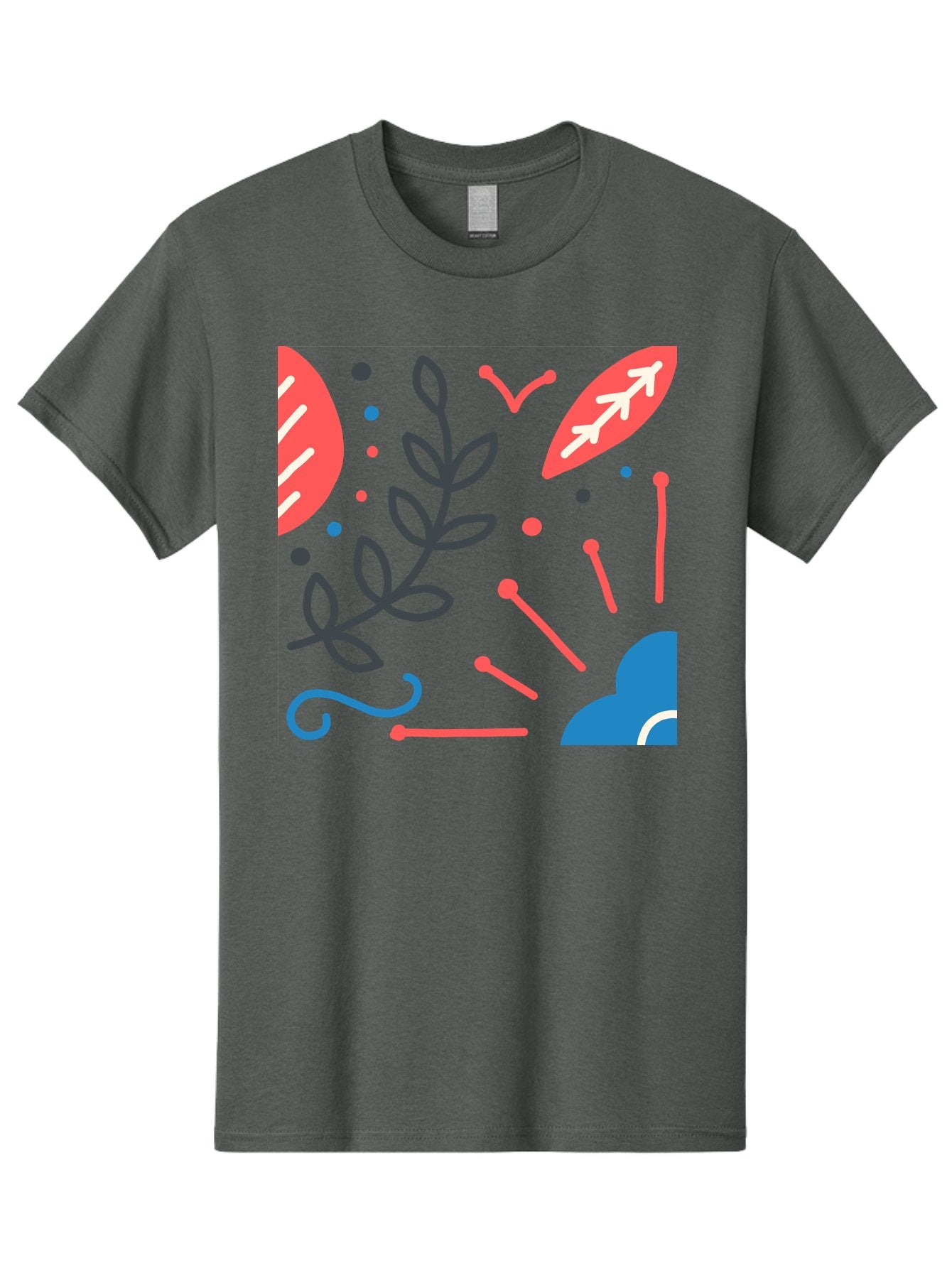 Abstract-Floral-Pattern-2 Men'S Graphic Tee, 100% Cotton, Comfortable Casual Summer Wear, Machine Washable, Memphis Pattern, Abstract Design, Colorful Shapes, Playful Art, Trendy Graphics, Modern Illustration, Vibrant Leaves, Aab651 9