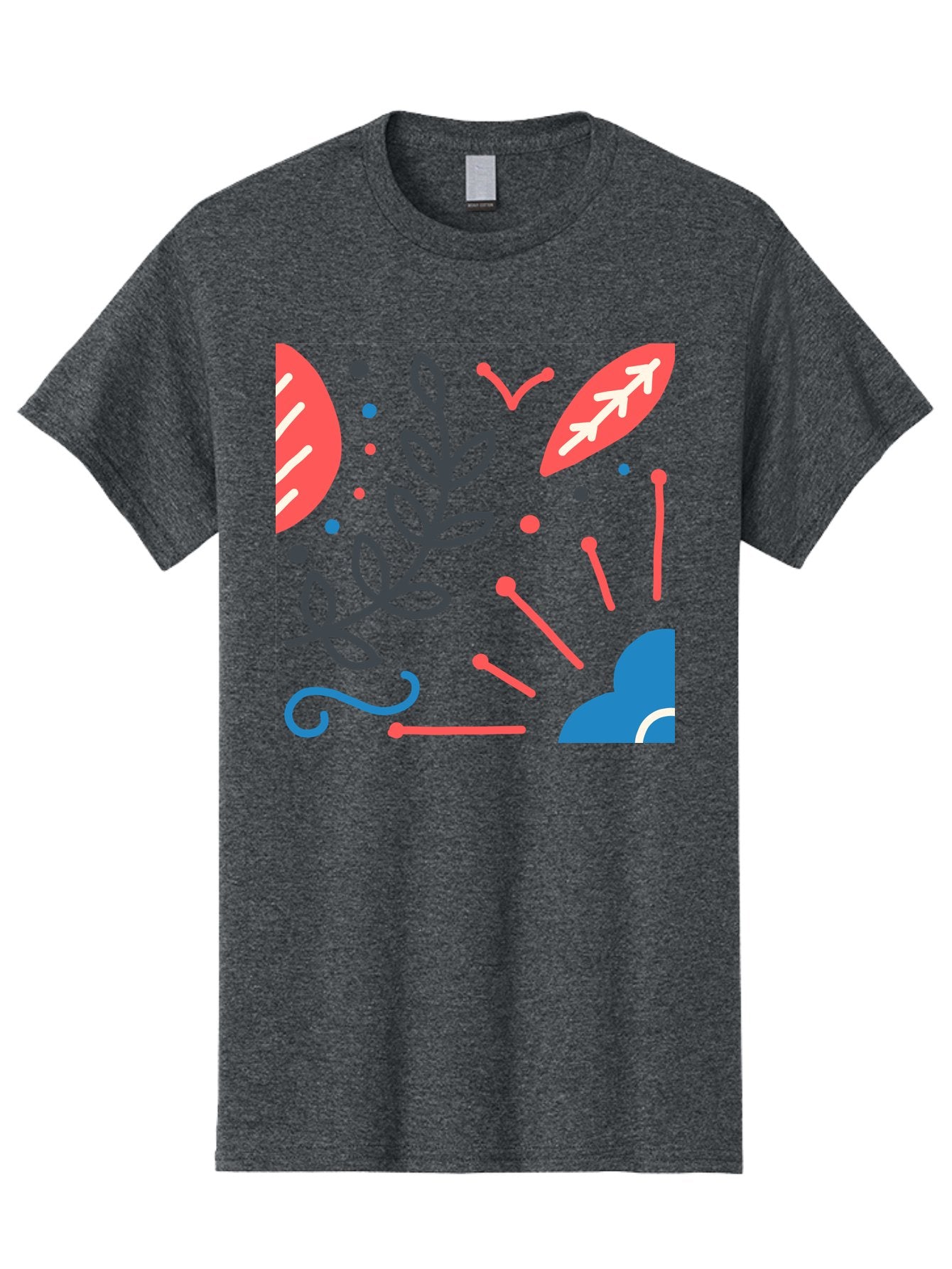 Abstract-Floral-Pattern-2 Men'S Graphic Tee, 100% Cotton, Comfortable Casual Summer Wear, Machine Washable, Memphis Pattern, Abstract Design, Colorful Shapes, Playful Art, Trendy Graphics, Modern Illustration, Vibrant Leaves, Aab651 3