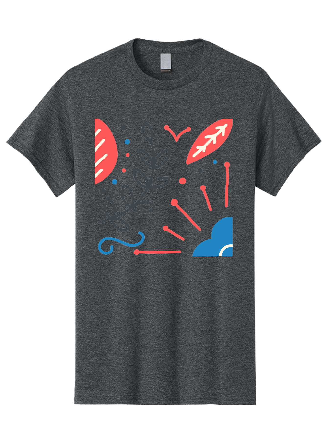 Abstract-Floral-Pattern-2 Men'S Graphic Tee, 100% Cotton, Comfortable Casual Summer Wear, Machine Washable, Memphis Pattern, Abstract Design, Colorful Shapes, Playful Art, Trendy Graphics, Modern Illustration, Vibrant Leaves, Aab651 17