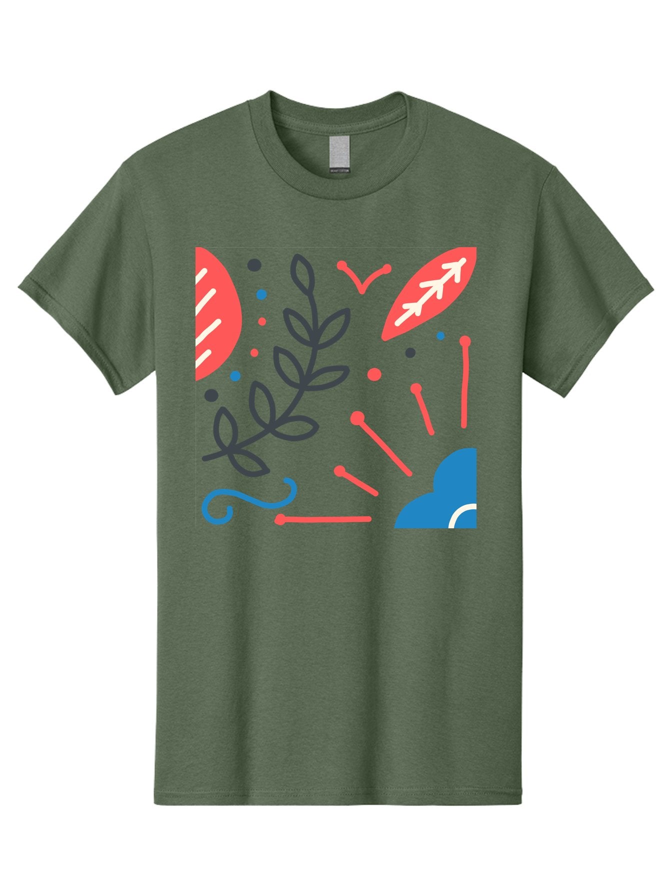 Abstract-Floral-Pattern-2 Men'S Graphic Tee, 100% Cotton, Comfortable Casual Summer Wear, Machine Washable, Memphis Pattern, Abstract Design, Colorful Shapes, Playful Art, Trendy Graphics, Modern Illustration, Vibrant Leaves, Aab651 14