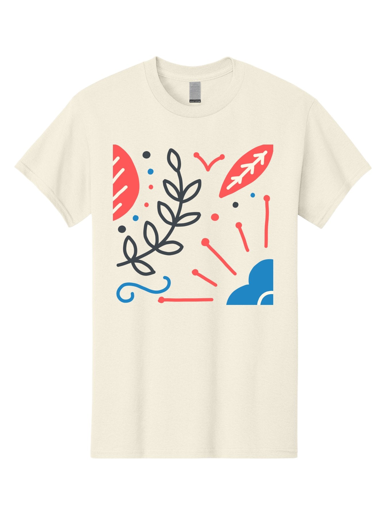 Abstract-Floral-Pattern-2 Men'S Graphic Tee, 100% Cotton, Comfortable Casual Summer Wear, Machine Washable, Memphis Pattern, Abstract Design, Colorful Shapes, Playful Art, Trendy Graphics, Modern Illustration, Vibrant Leaves, Aab651 6