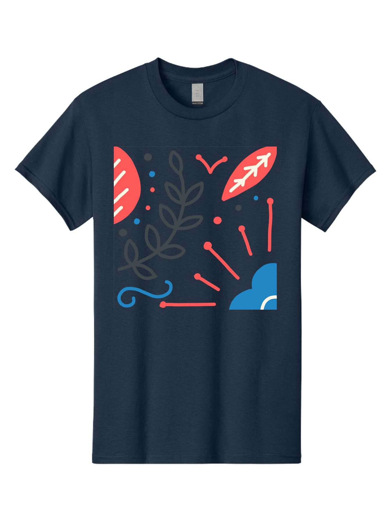 Abstract-Floral-Pattern-2 Men'S Graphic Tee, 100% Cotton, Comfortable Casual Summer Wear, Machine Washable, Memphis Pattern, Abstract Design, Colorful Shapes, Playful Art, Trendy Graphics, Modern Illustration, Vibrant Leaves, Aab651 5