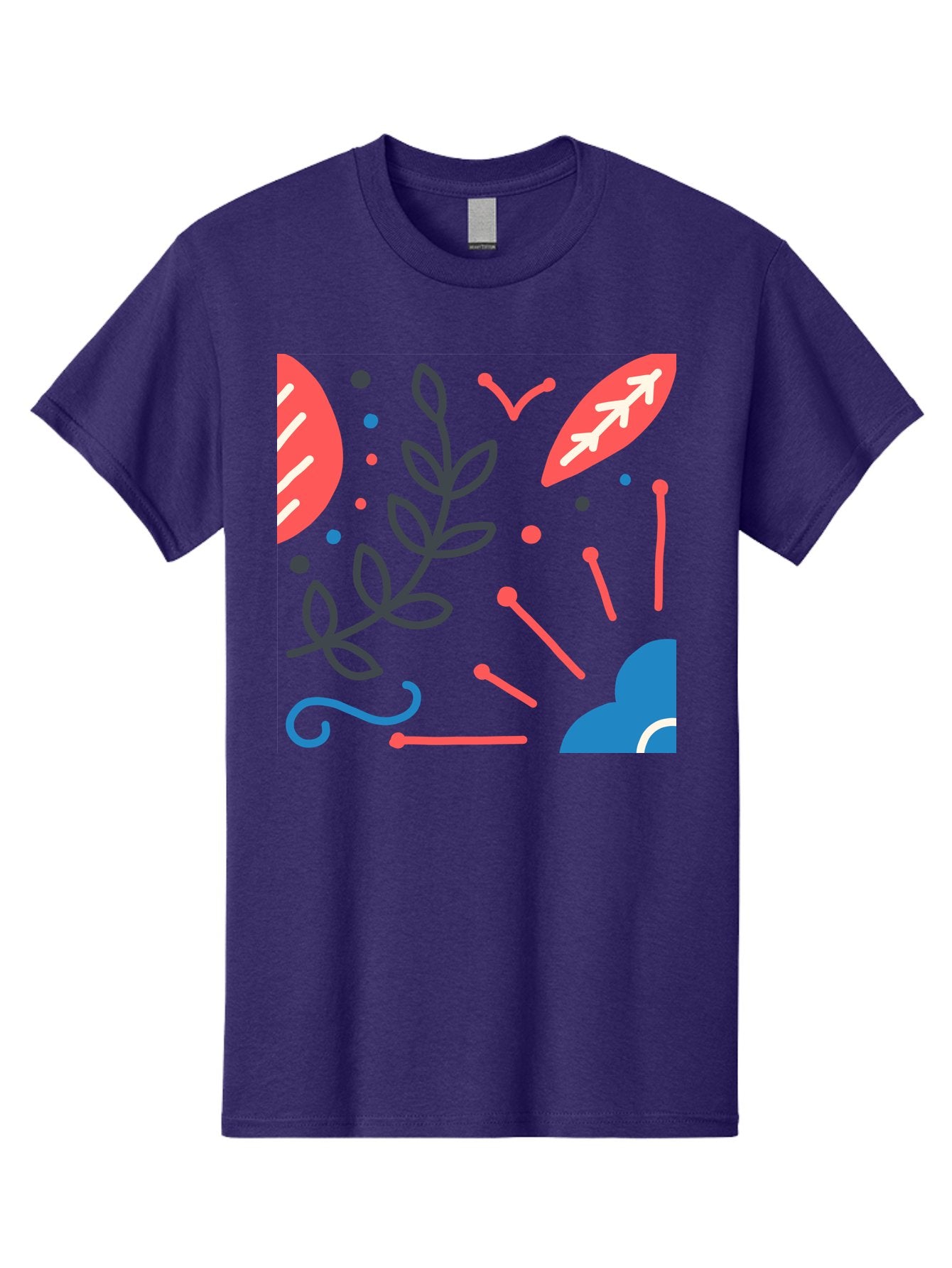 Abstract-Floral-Pattern-2 Men'S Graphic Tee, 100% Cotton, Comfortable Casual Summer Wear, Machine Washable, Memphis Pattern, Abstract Design, Colorful Shapes, Playful Art, Trendy Graphics, Modern Illustration, Vibrant Leaves, Aab651 15