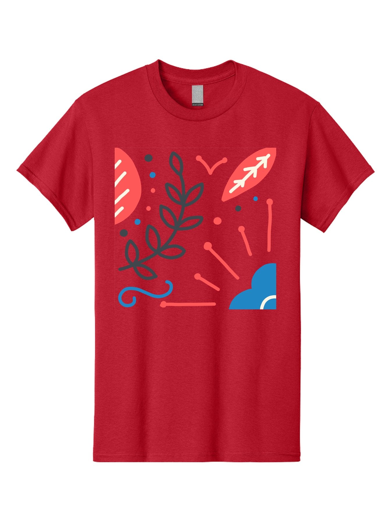 Abstract-Floral-Pattern-2 Men'S Graphic Tee, 100% Cotton, Comfortable Casual Summer Wear, Machine Washable, Memphis Pattern, Abstract Design, Colorful Shapes, Playful Art, Trendy Graphics, Modern Illustration, Vibrant Leaves, Aab651 11