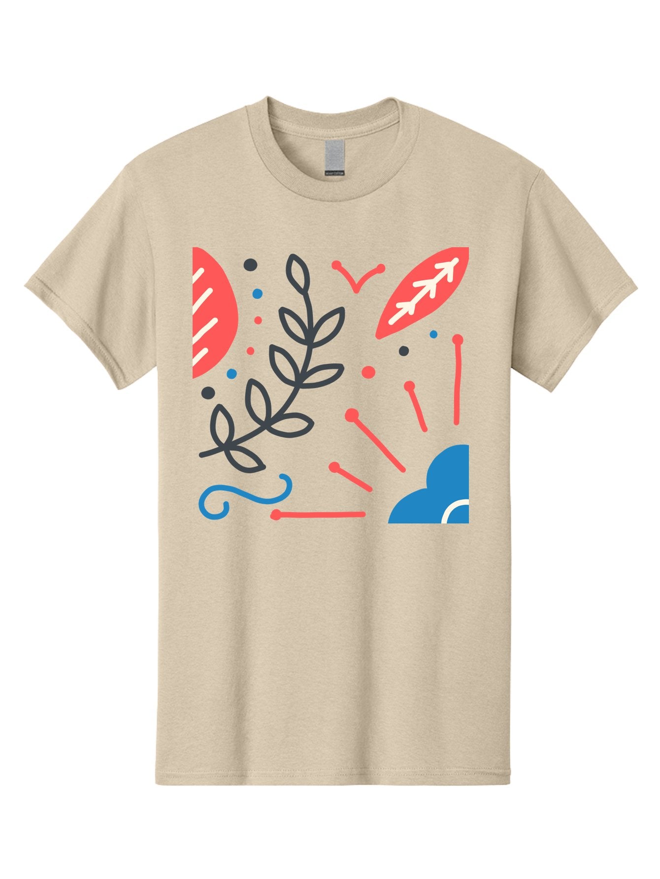 Abstract-Floral-Pattern-2 Men'S Graphic Tee, 100% Cotton, Comfortable Casual Summer Wear, Machine Washable, Memphis Pattern, Abstract Design, Colorful Shapes, Playful Art, Trendy Graphics, Modern Illustration, Vibrant Leaves, Aab651 10