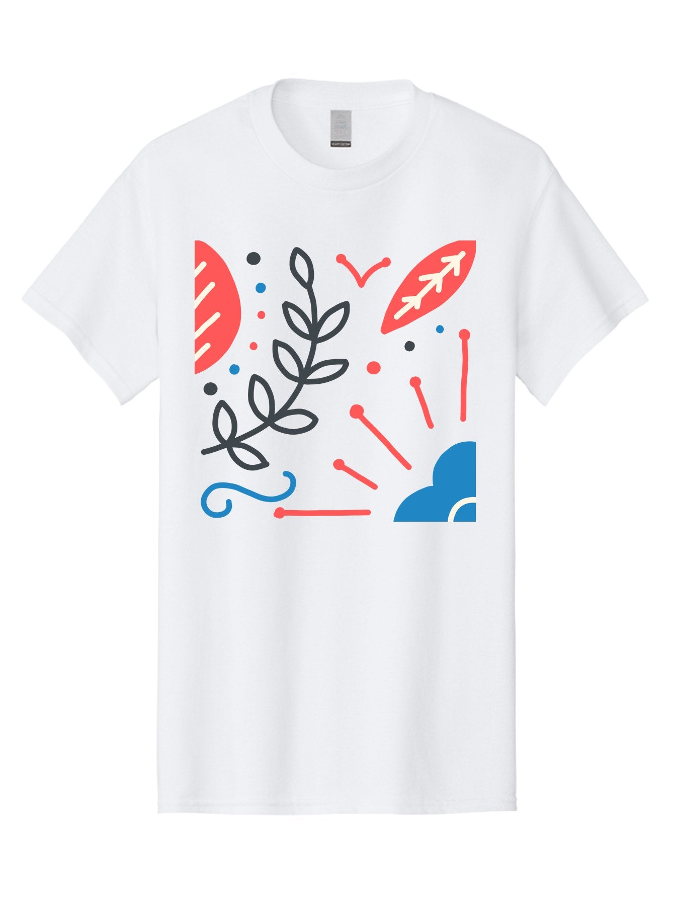 Abstract-Floral-Pattern-2 Men'S Graphic Tee, 100% Cotton, Comfortable Casual Summer Wear, Machine Washable, Memphis Pattern, Abstract Design, Colorful Shapes, Playful Art, Trendy Graphics, Modern Illustration, Vibrant Leaves, Aab651 12