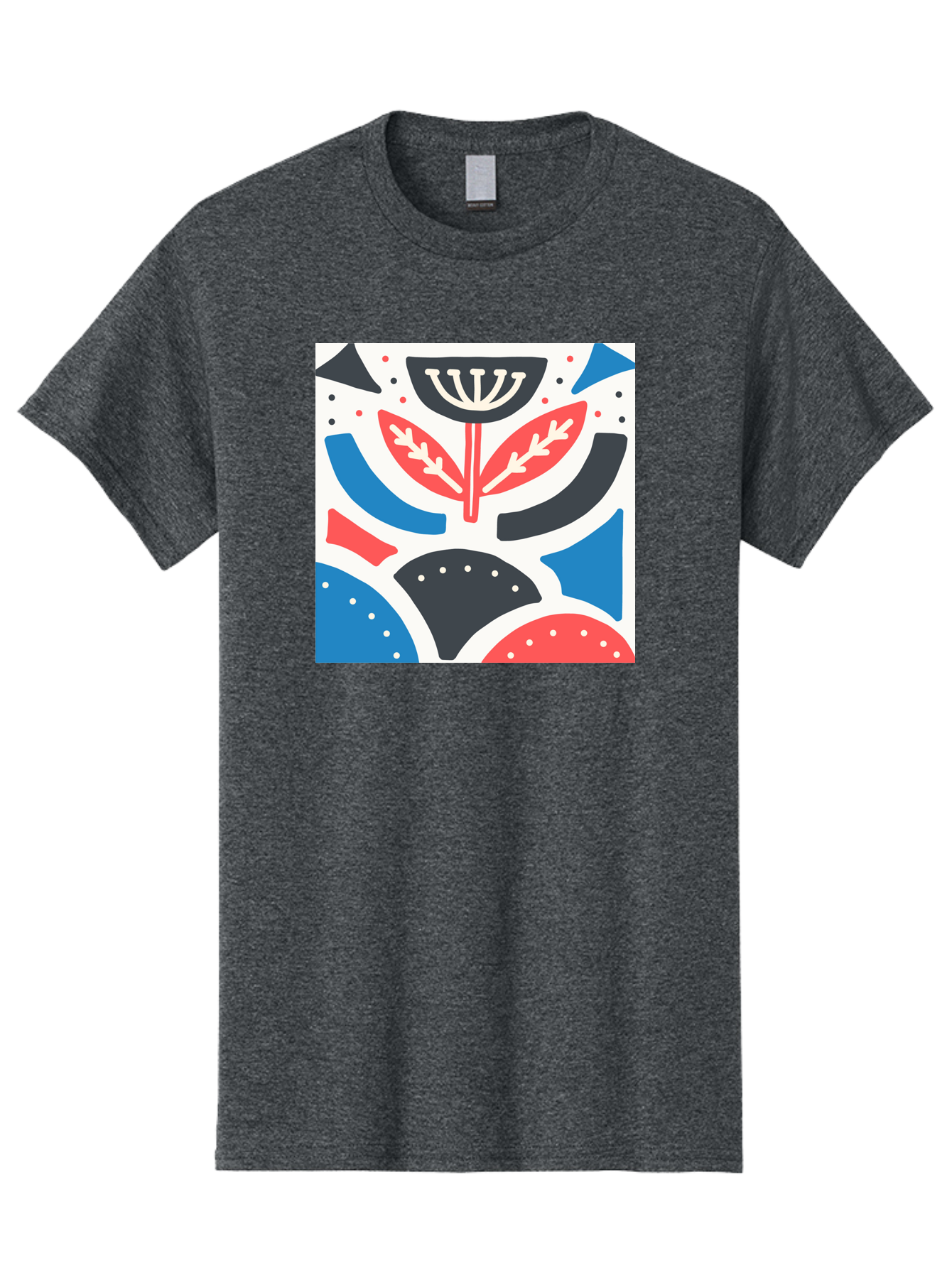 Abstract-Flower-1 Men'S Graphic Tee, 100% Cotton, Comfortable Casual Summer Wear, Machine Washable, Stylized Flower, Abstract Shapes, Red And Blue Hues, Black And White Accents, Modern Art, Graphic Design, Artistic Expression, Aab653 13