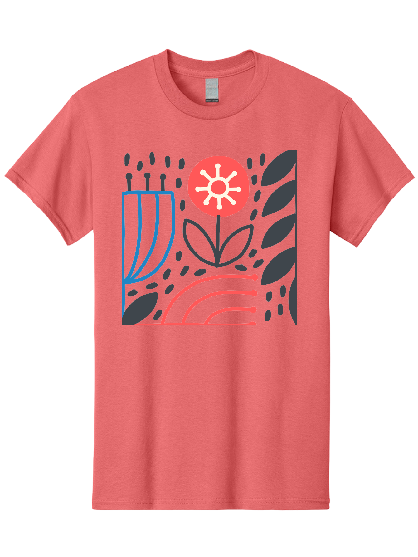 Abstract-Flower Men'S Graphic Tee, 100% Cotton, Comfortable Casual Summer Wear, Machine Washable, Stylish Flower, Abstract Art, Minimalist Design, Simple Shapes, Floral Pattern, Modern Aesthetic, Artistic Expression Aab654 23