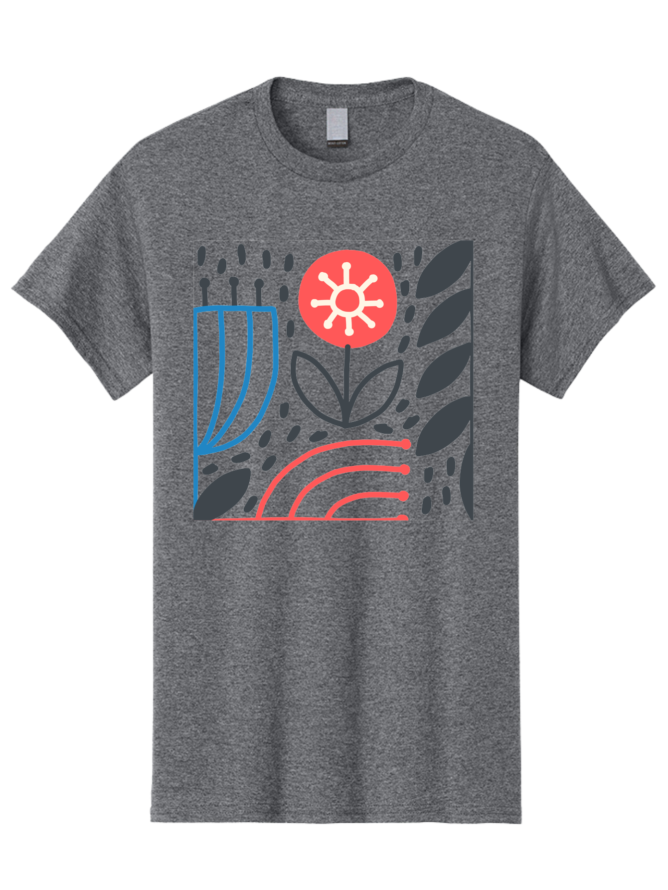 Abstract-Flower Men'S Graphic Tee, 100% Cotton, Comfortable Casual Summer Wear, Machine Washable, Stylish Flower, Abstract Art, Minimalist Design, Simple Shapes, Floral Pattern, Modern Aesthetic, Artistic Expression Aab654 3