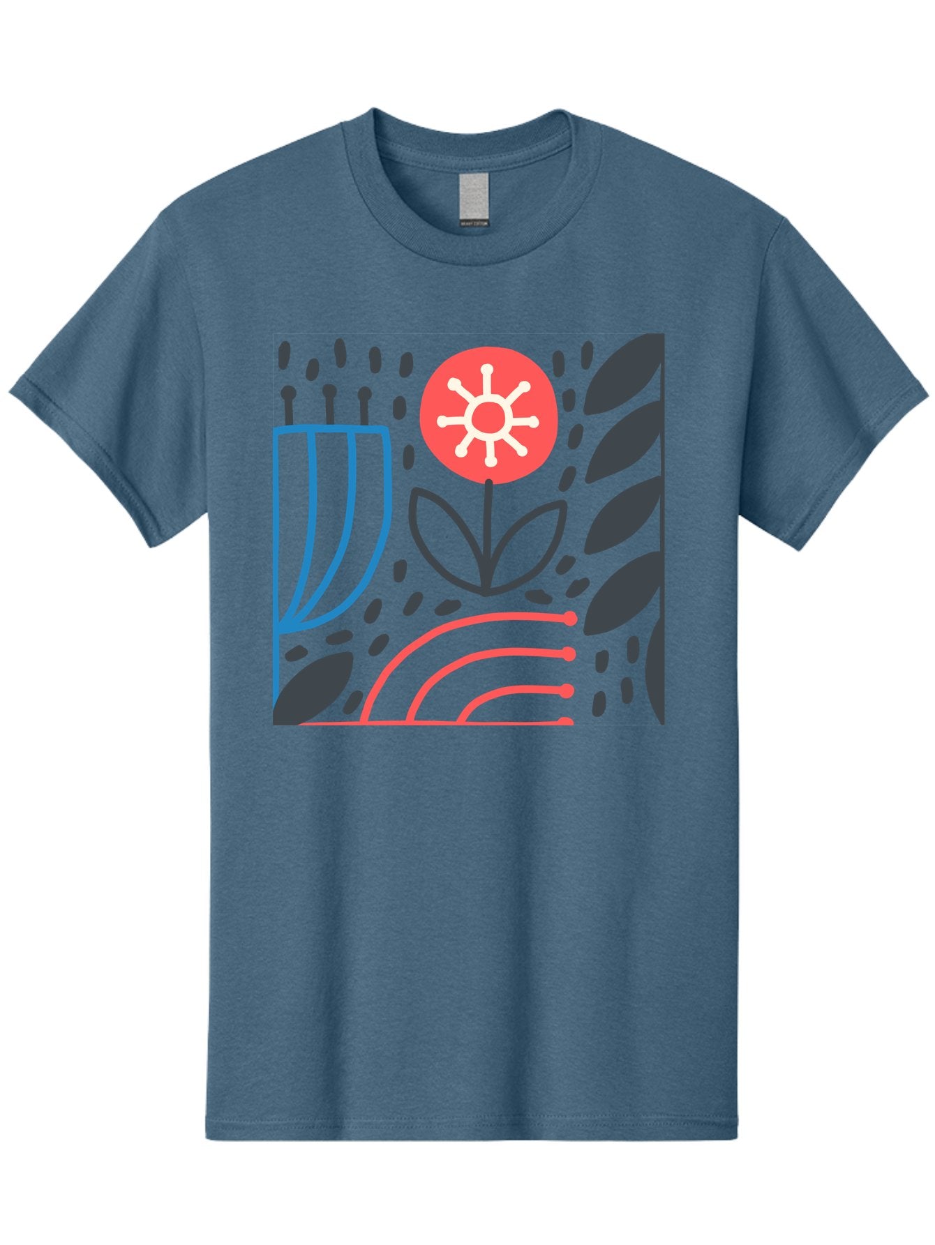 Abstract-Flower Men'S Graphic Tee, 100% Cotton, Comfortable Casual Summer Wear, Machine Washable, Stylish Flower, Abstract Art, Minimalist Design, Simple Shapes, Floral Pattern, Modern Aesthetic, Artistic Expression Aab654 7