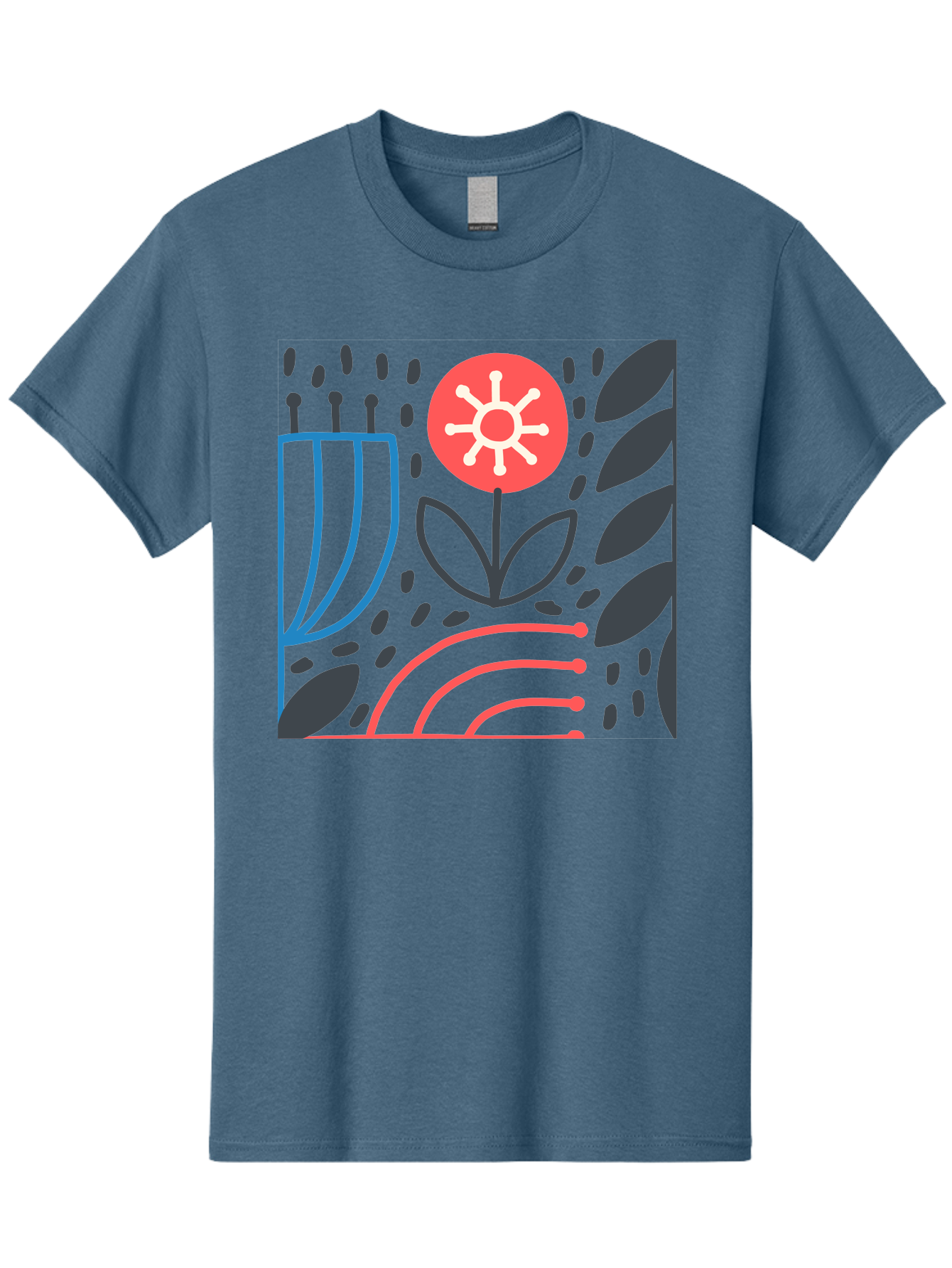 Abstract-Flower Men'S Graphic Tee, 100% Cotton, Comfortable Casual Summer Wear, Machine Washable, Stylish Flower, Abstract Art, Minimalist Design, Simple Shapes, Floral Pattern, Modern Aesthetic, Artistic Expression Aab654 25